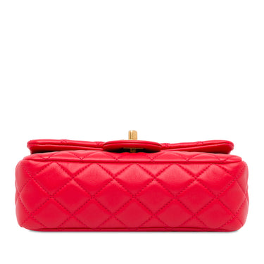 Red Chanel Mini Rectangular Lambskin Pearl Crush Flap Crossbody Bag