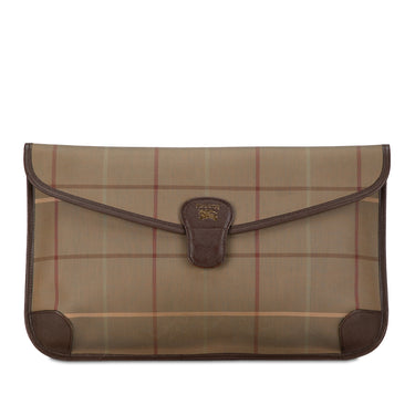 Brown Burberry Vintage Check Canvas Clutch