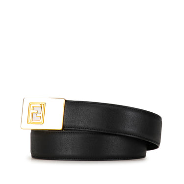 Black Fendi FF Leather Belt - Designer Revival