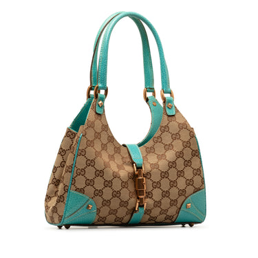 Brown Gucci GG Canvas Nailhead Jackie Bardot Shoulder Bag