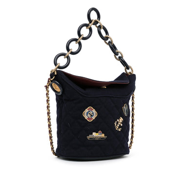 Blue Chanel Paris-Hamburg Charms Wool Bucket Bag