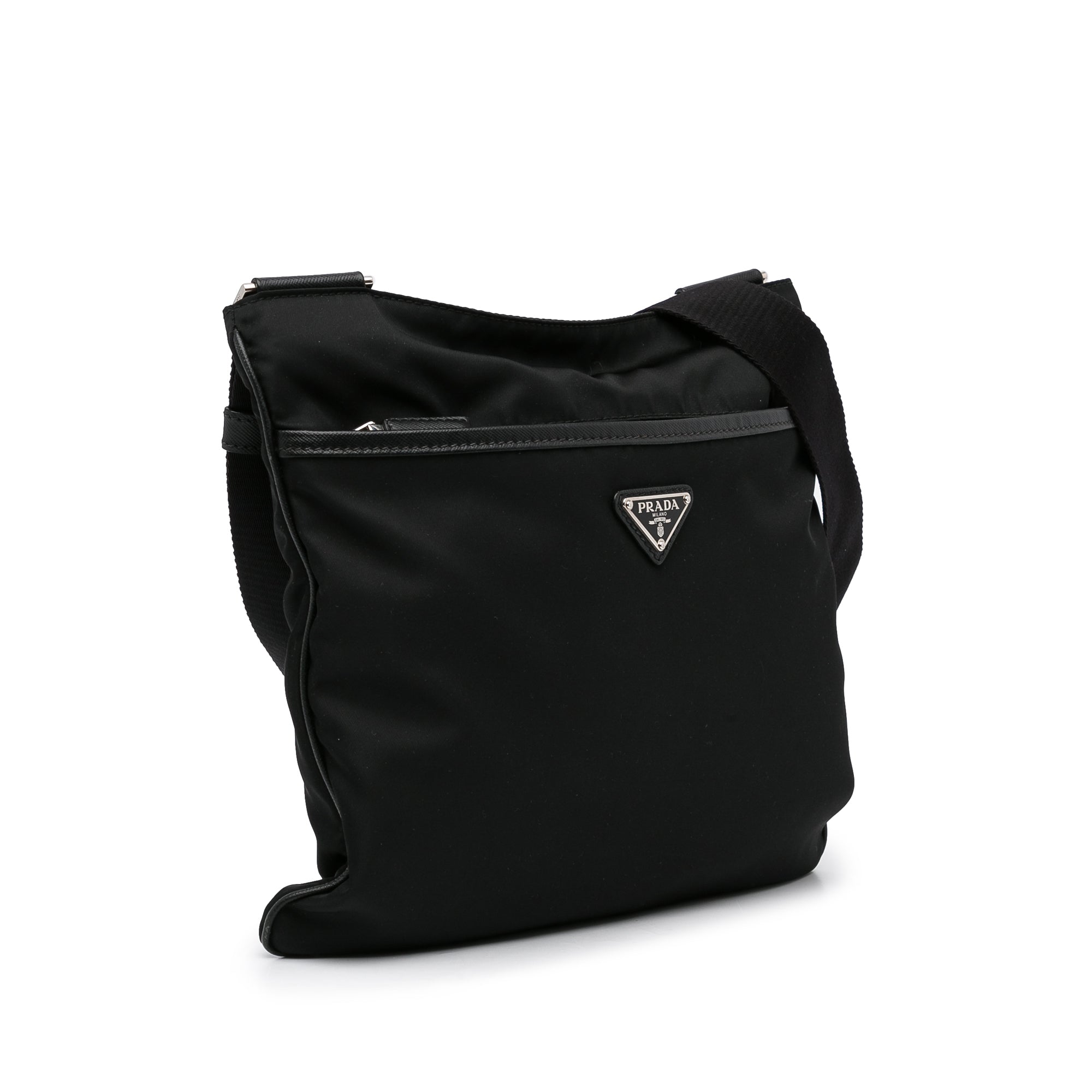 Prada Messenger Bag Tessuto Black in Nylon with Silver-tone - US