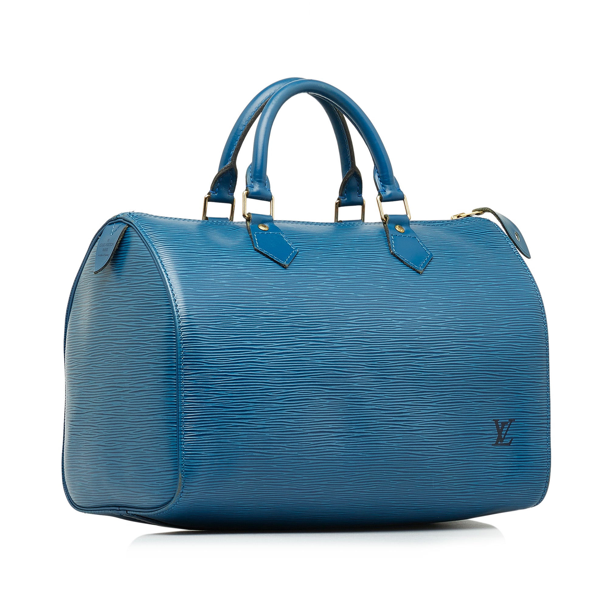 Louis Vuitton Speedy 25 Epi Blue Satchel Handbag