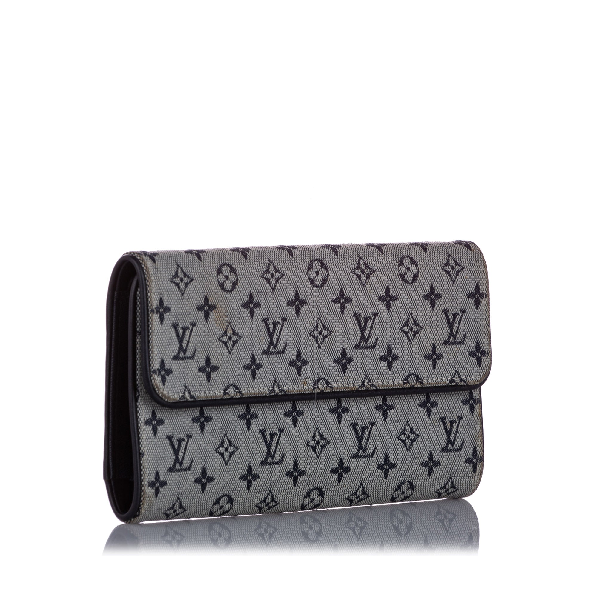 Louis Vuitton Blue Monogram MIni Lin Canvas Porte Tresor International Wallet  Louis Vuitton