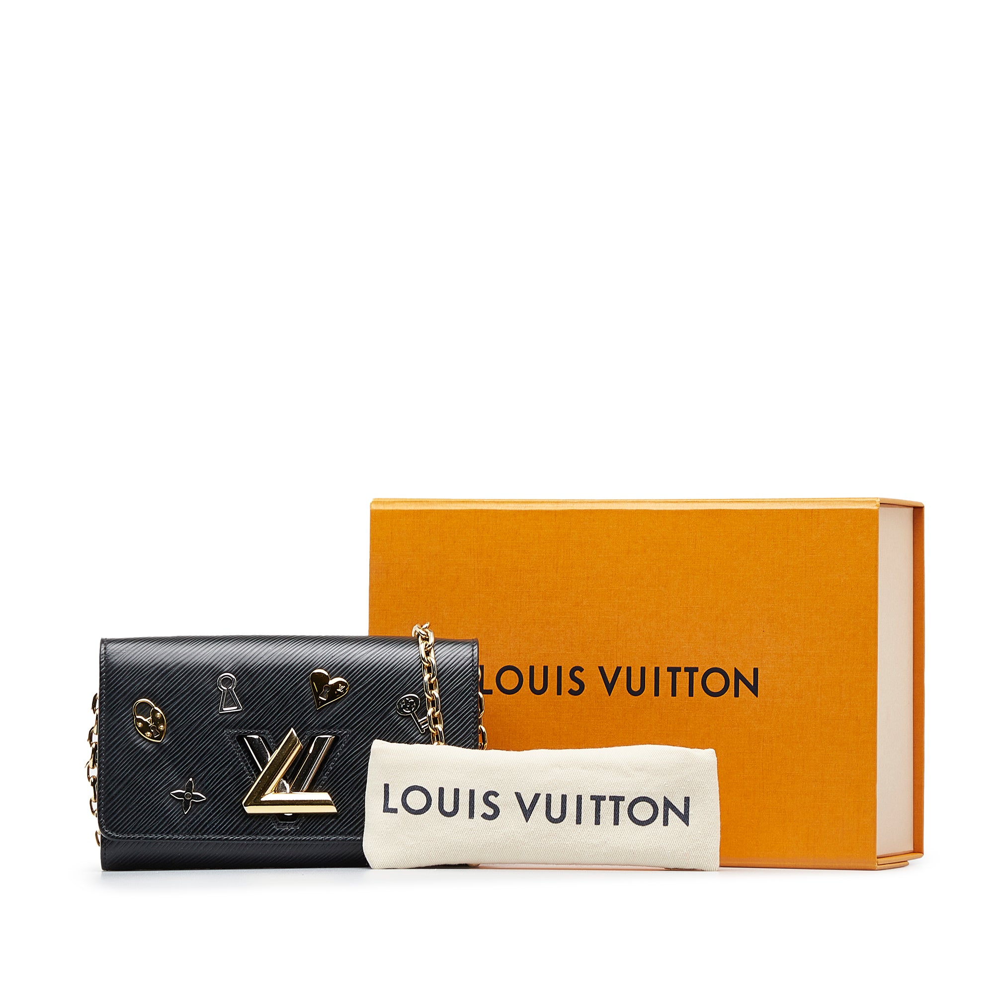 Louis Vuitton EPI Love Lock Twist Chain Wallet Black