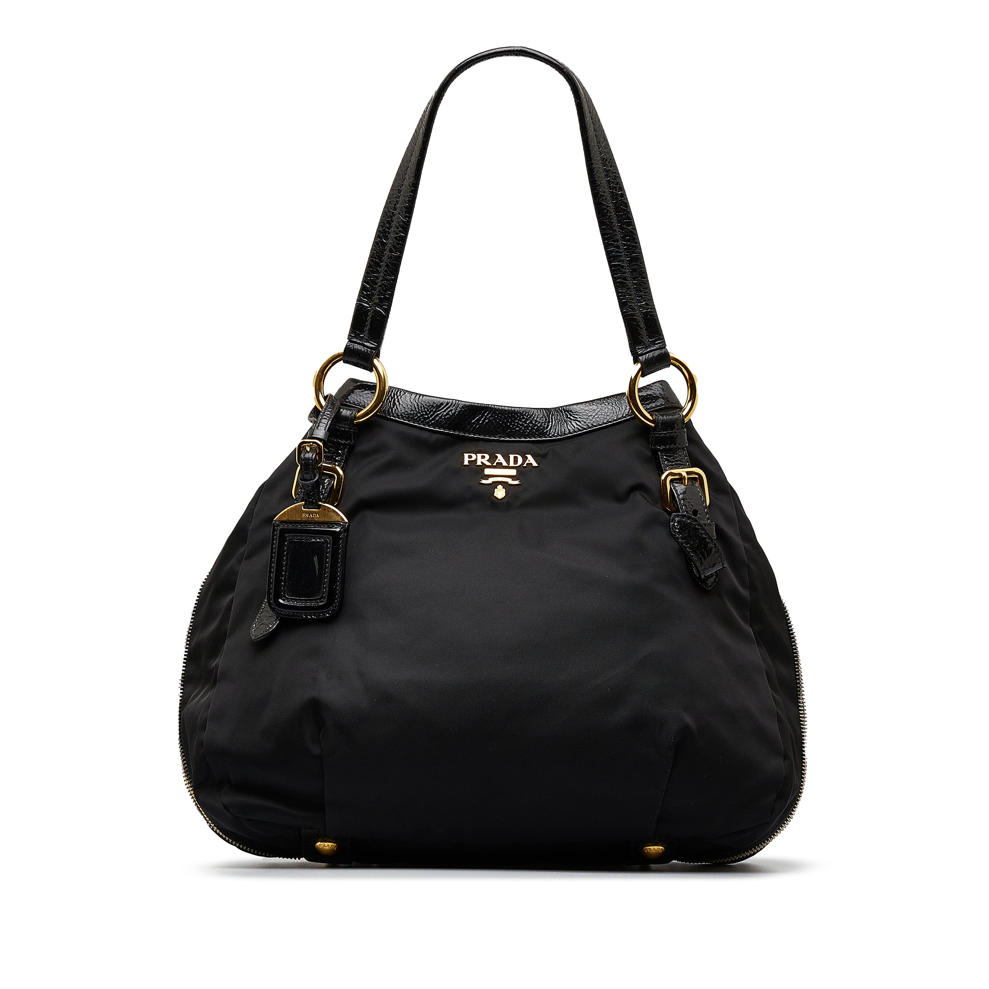 Prada Nylon Tote Shoulder Bag with Leather Handle