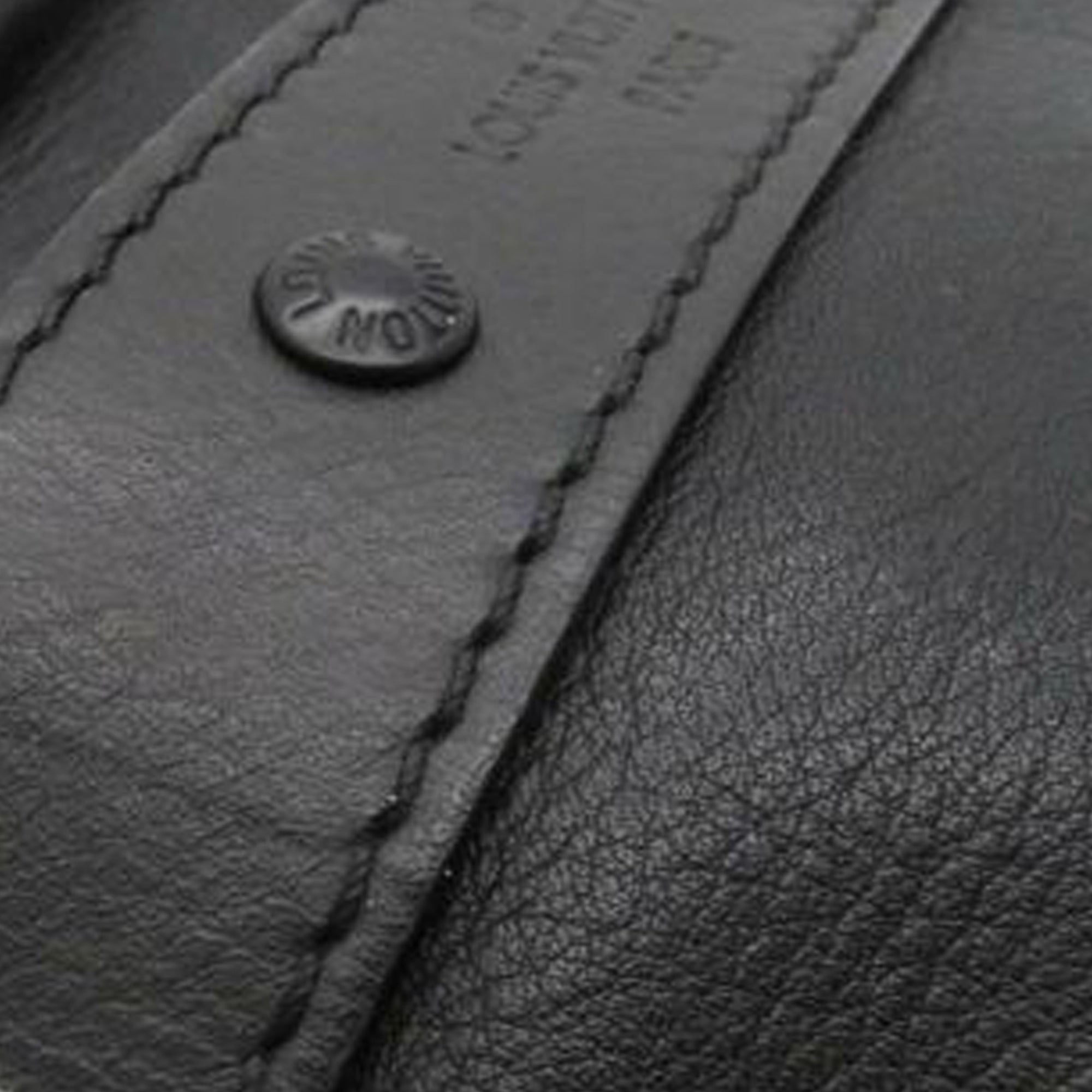 Louis Vuitton Black Leather 'Shadow Monogram' Jacket