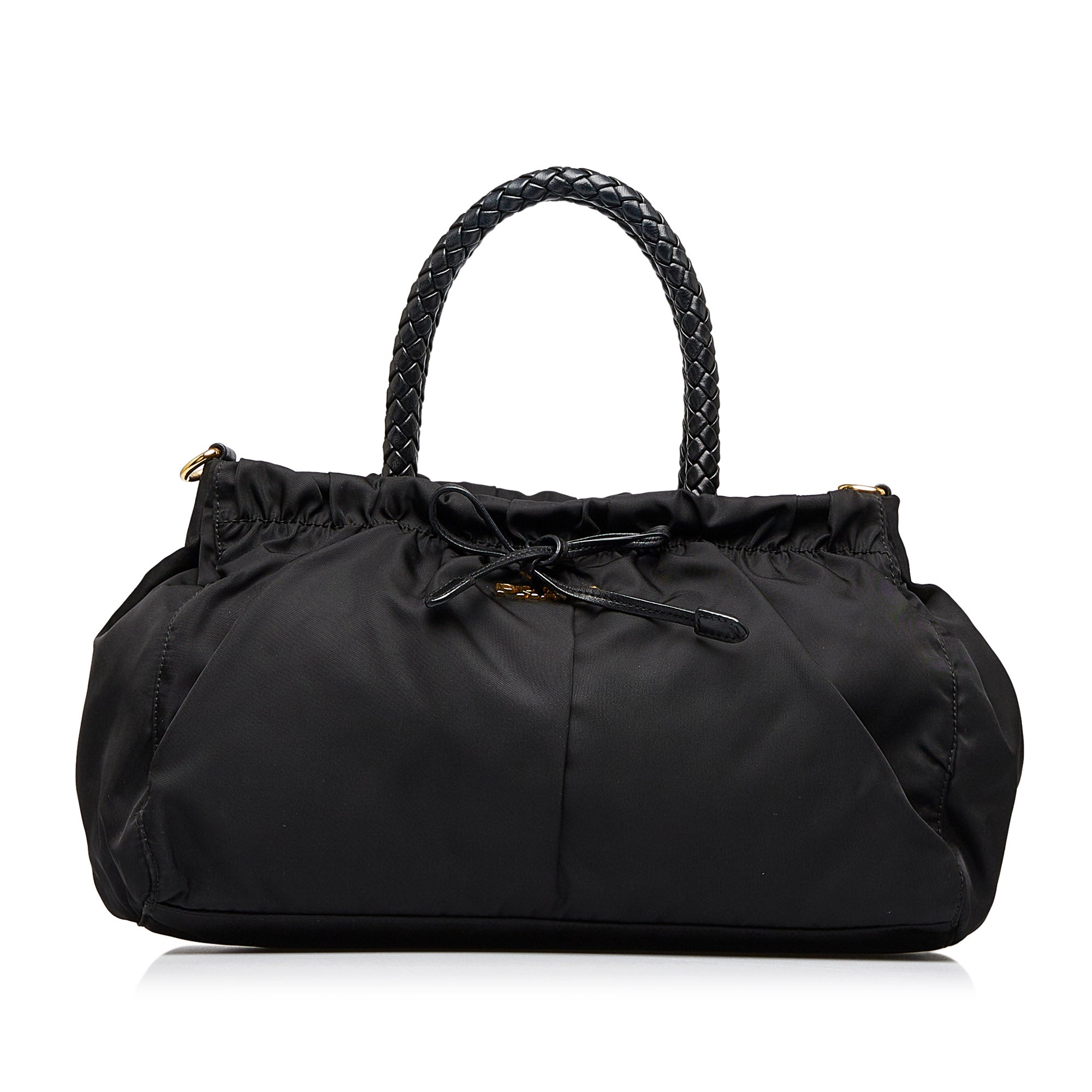 Prada Black Tessuto Nylon and Patent Leather Pochette Prada