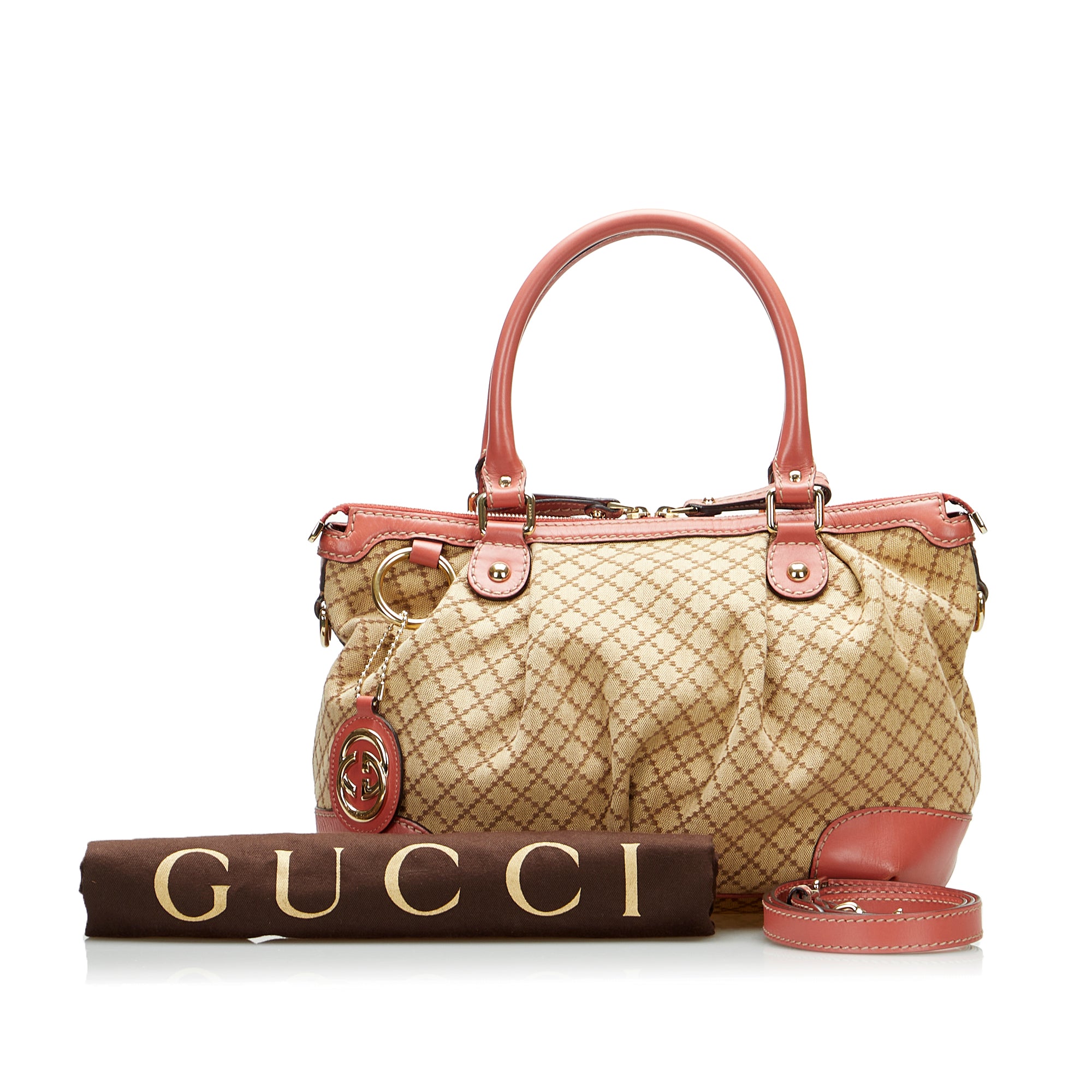 Gucci Beige/Black Diamante Canvas and Leather Medium Sukey Tote