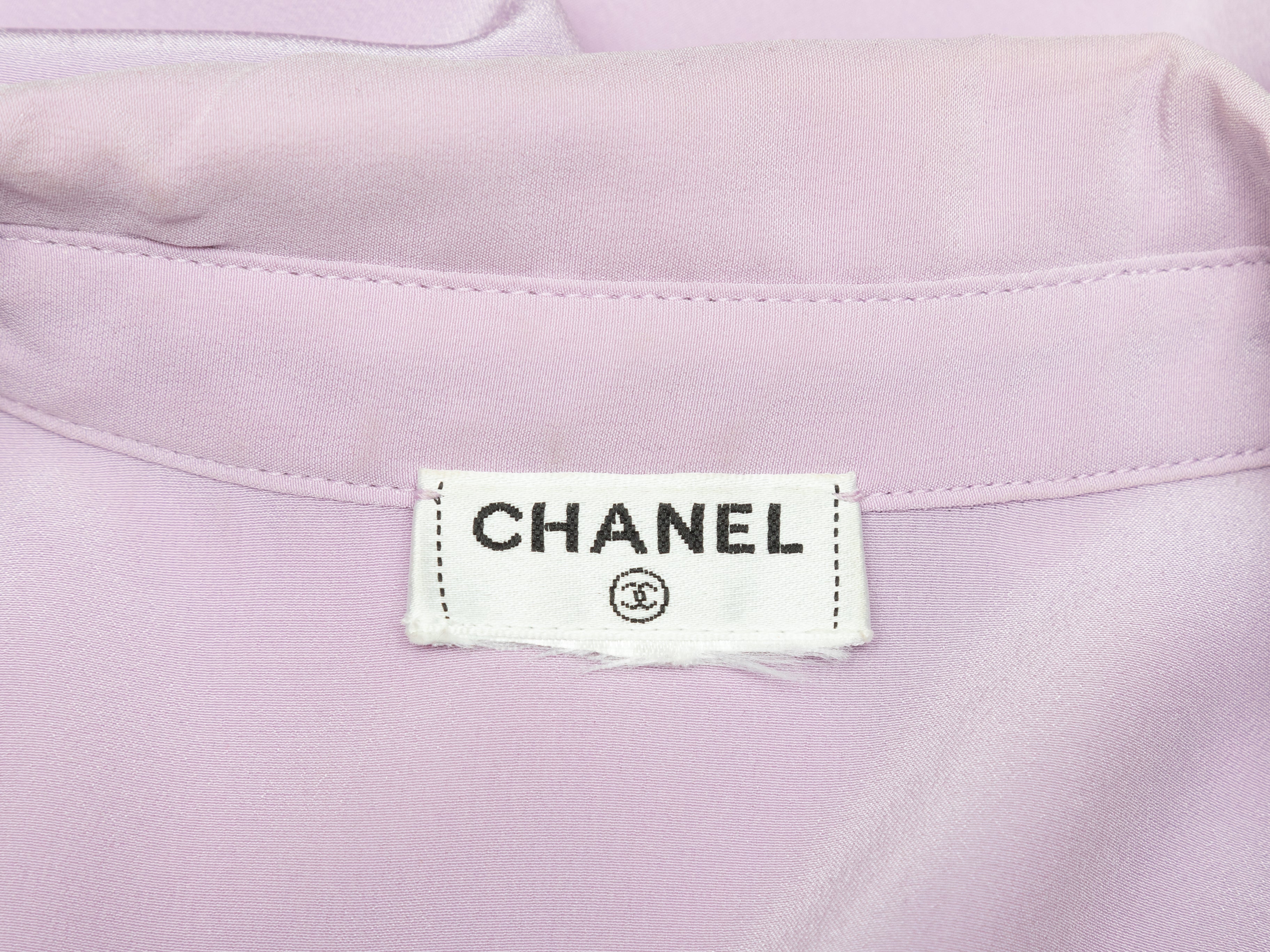 Lavender Chanel Sleeveless Button-Up Top