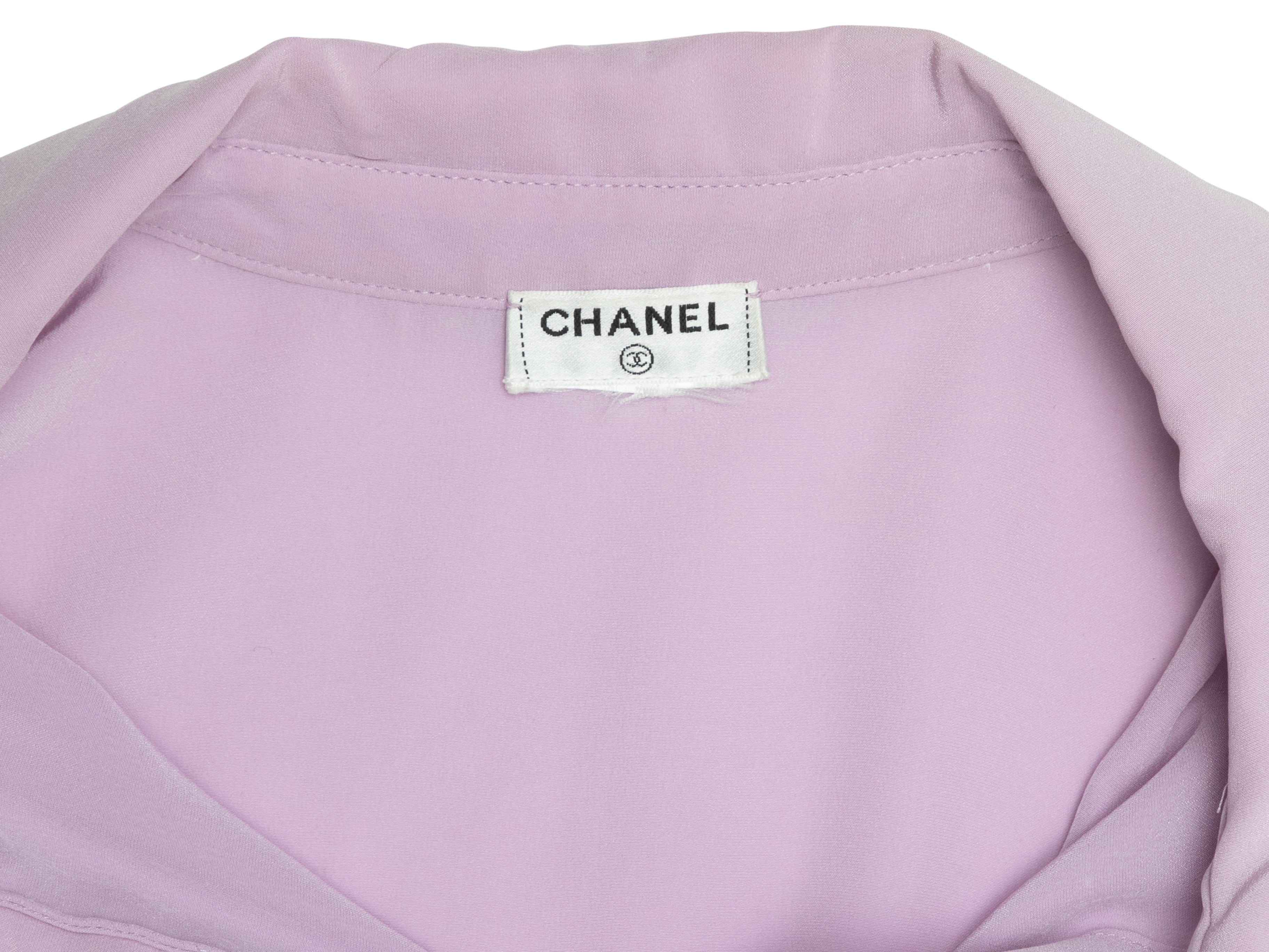 Lavender Chanel Sleeveless Button-Up Top