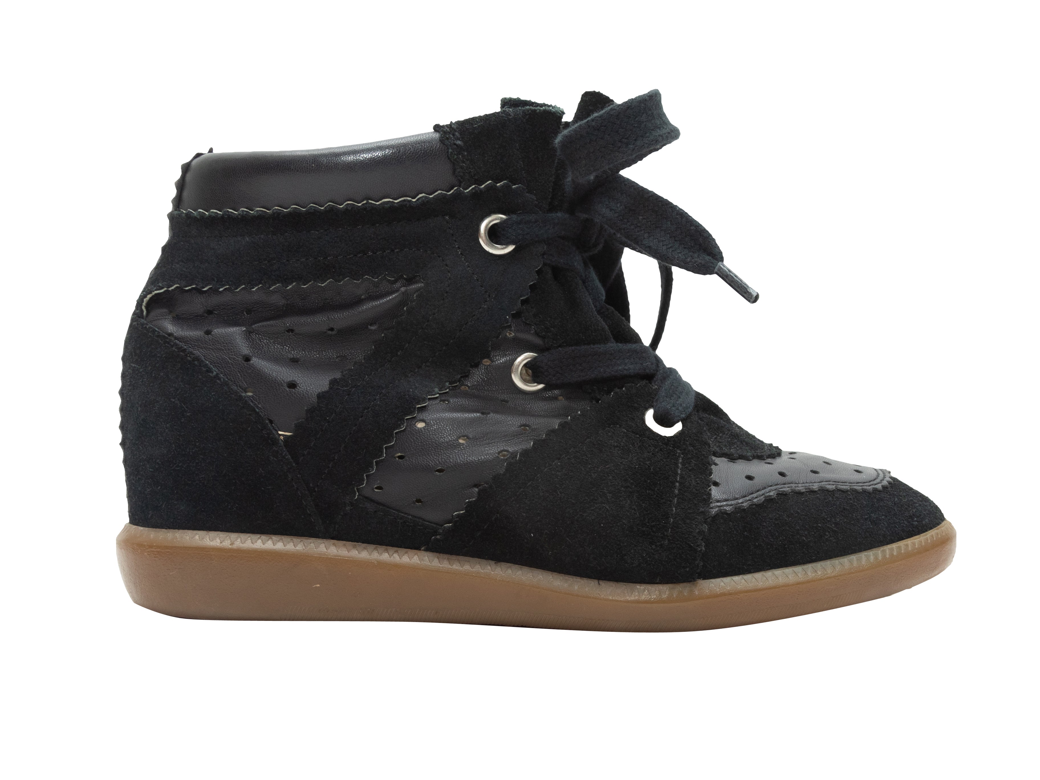 Afgekeurd Sitcom pik Black Isabel Marant Suede & Leather Wedge Sneakers | Designer Revival