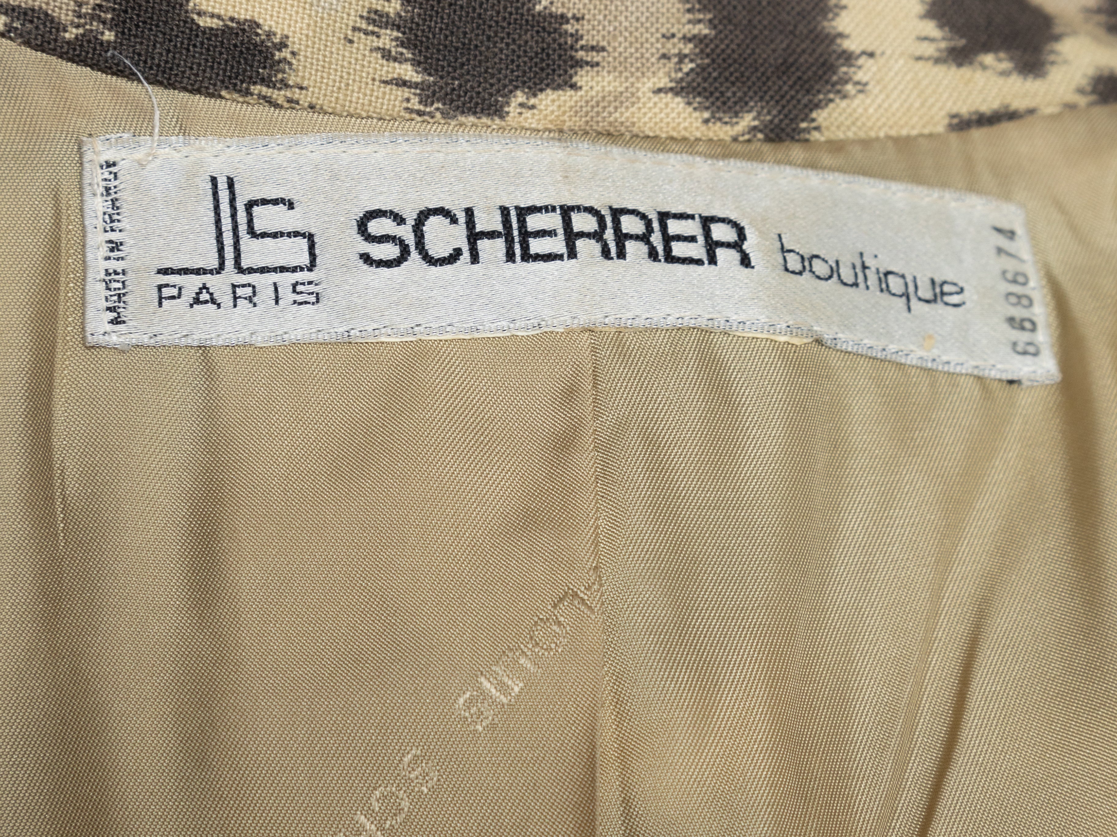 Vintage Tan & Black Jean Louis Scherrer Leopard Print Skirt Suit