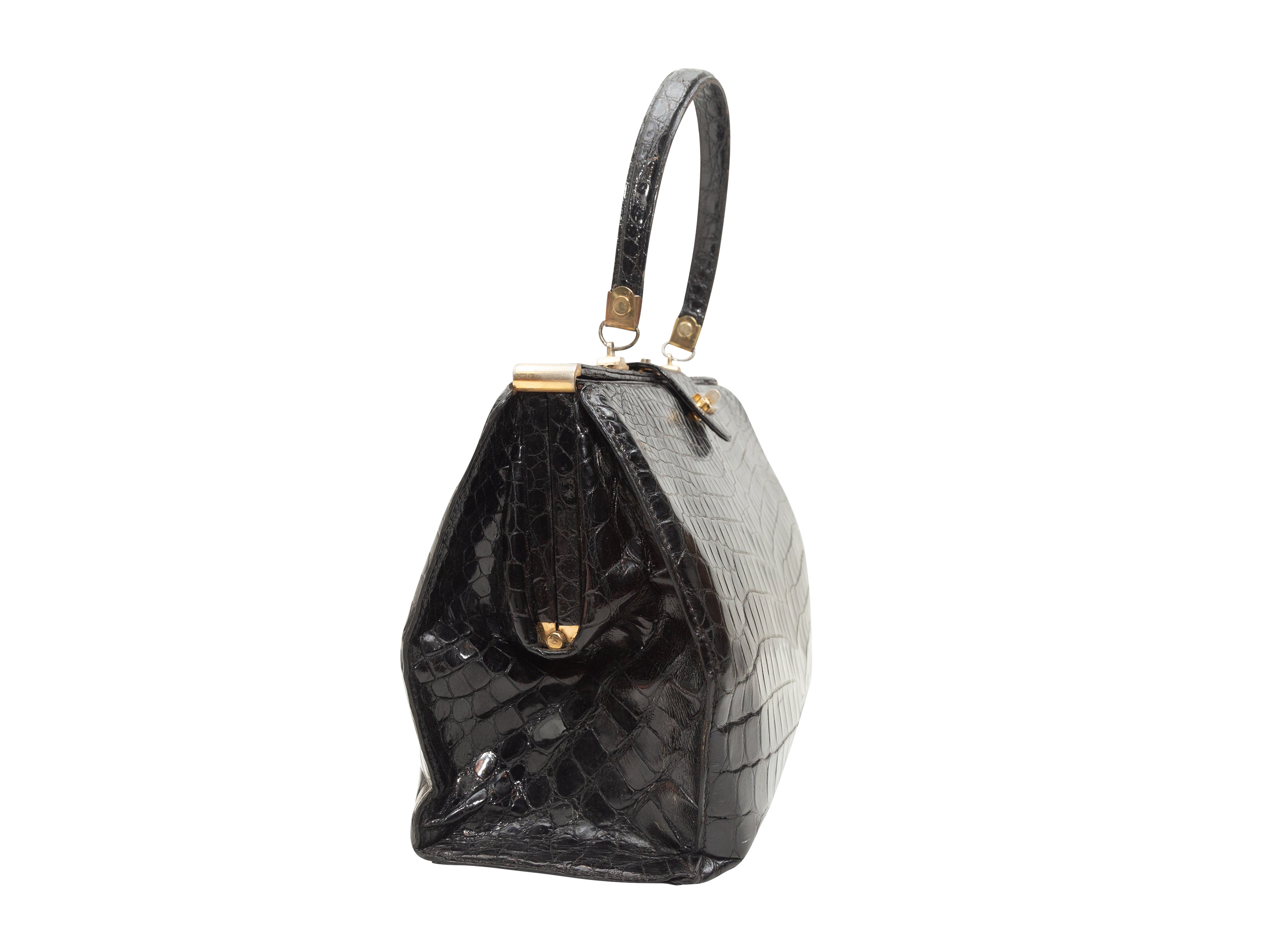 Very rare Lederer 1930s black crocodile skin clutch bag with marcasite -  Ruby Lane