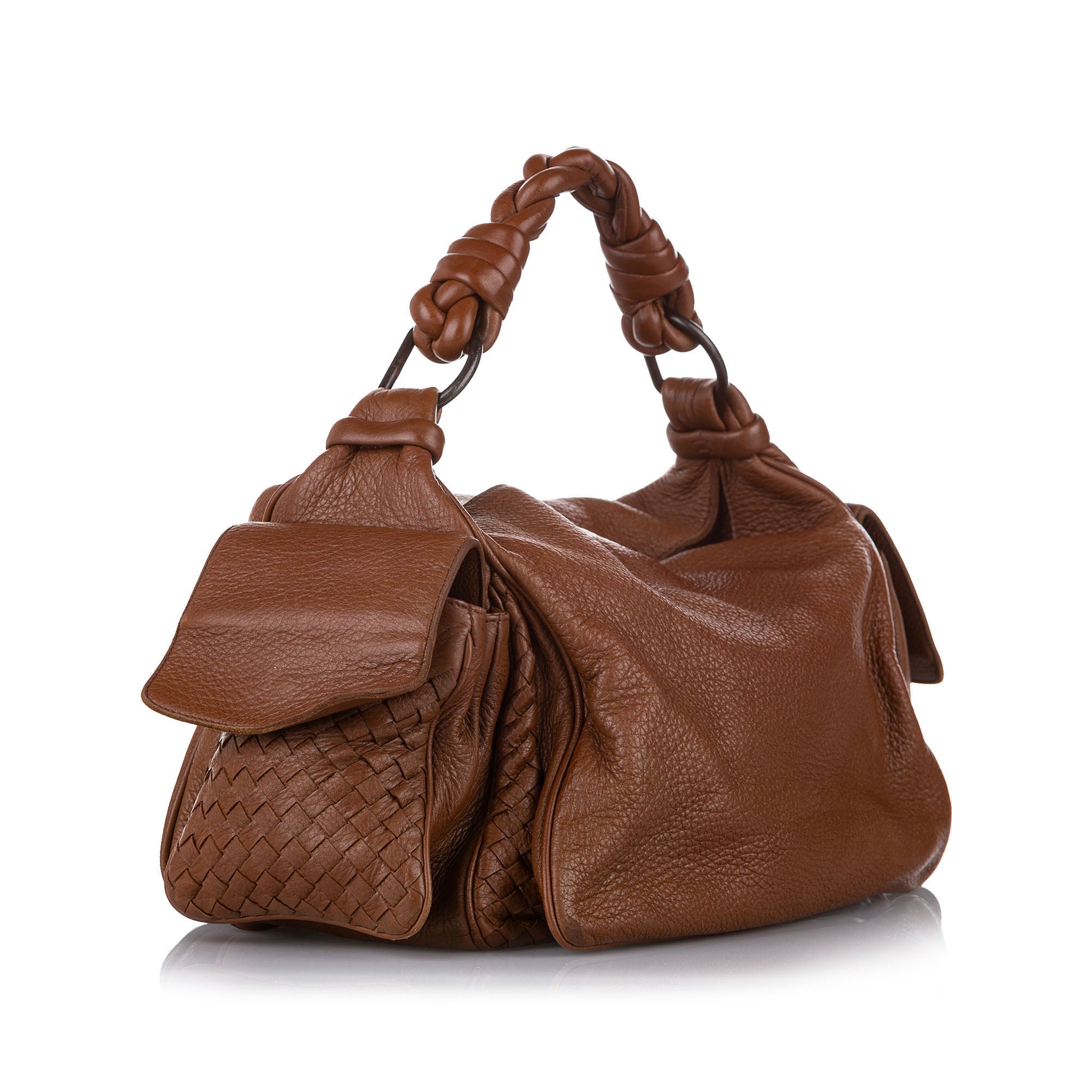 BOTTEGA-VENETA-Intrecciato-Leather-Shoulder-Bag-Brown – dct