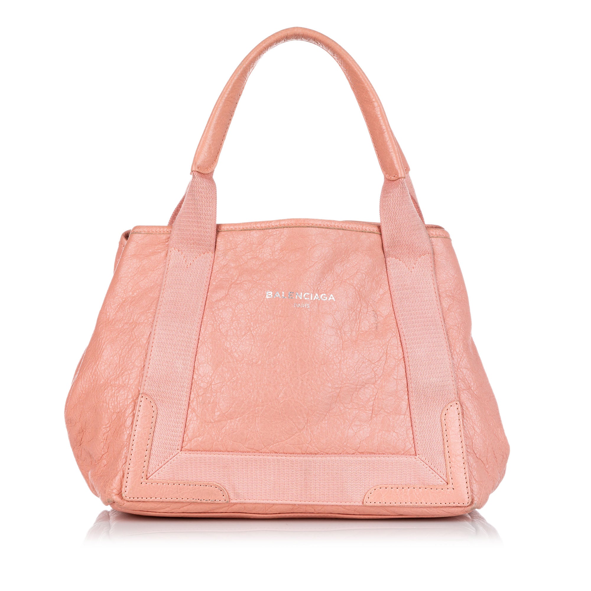 Pink Balenciaga Navy Cabas S Leather Tote Bag | Designer Revival