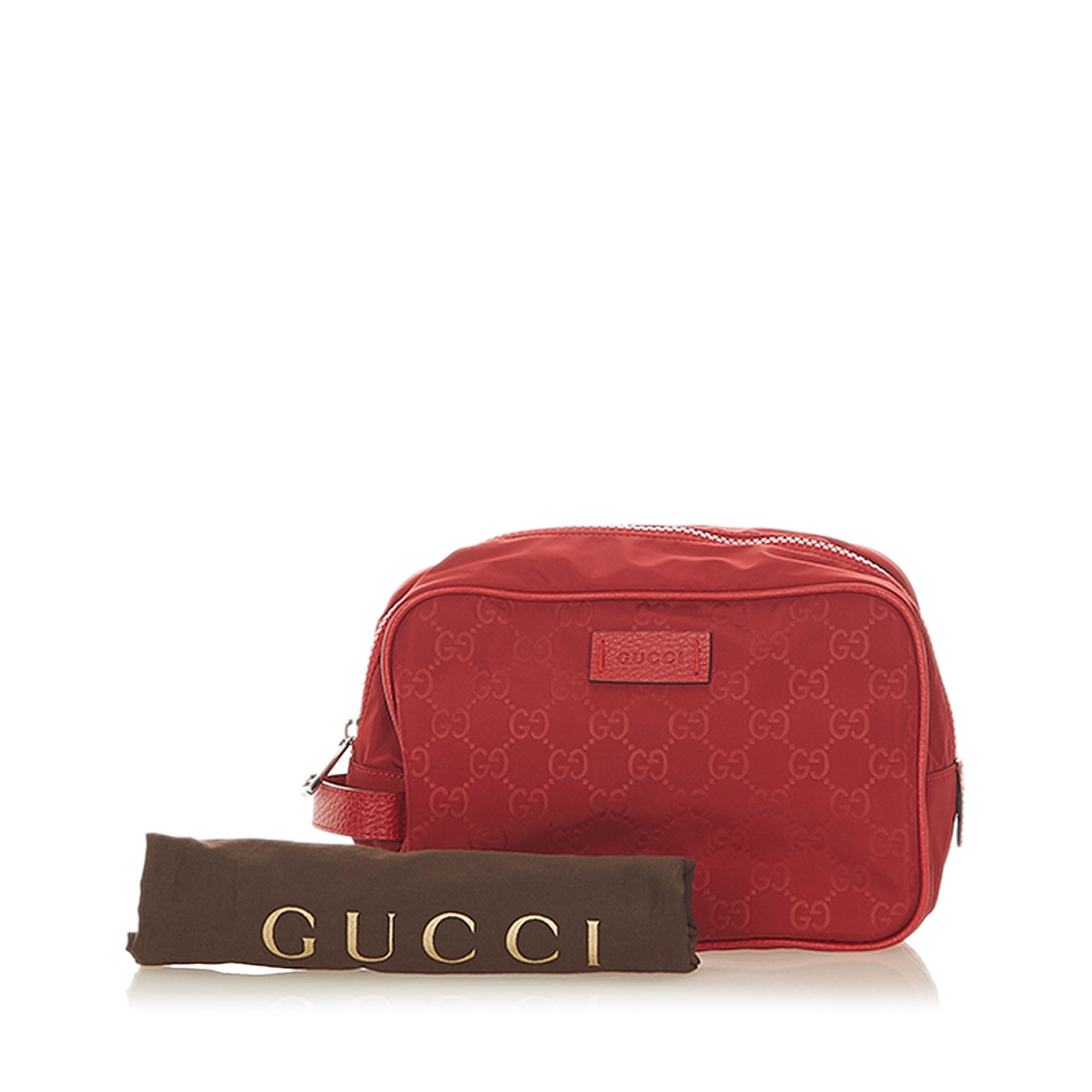 Gucci Red Nylon Toiletry Bag