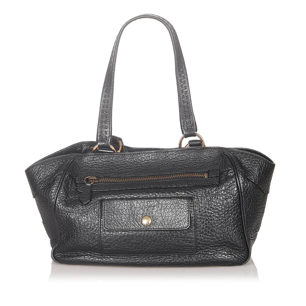 PRADA Flou Large Leather Shoulder Bag Black