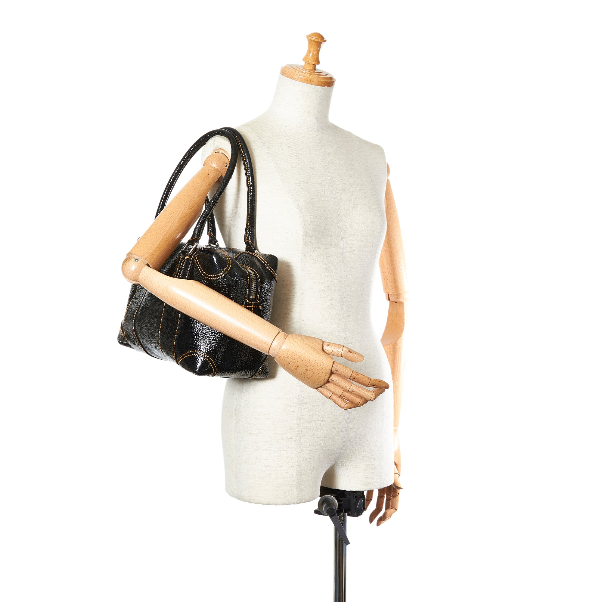 Fendi Patent Leather Shoulder Bag Black