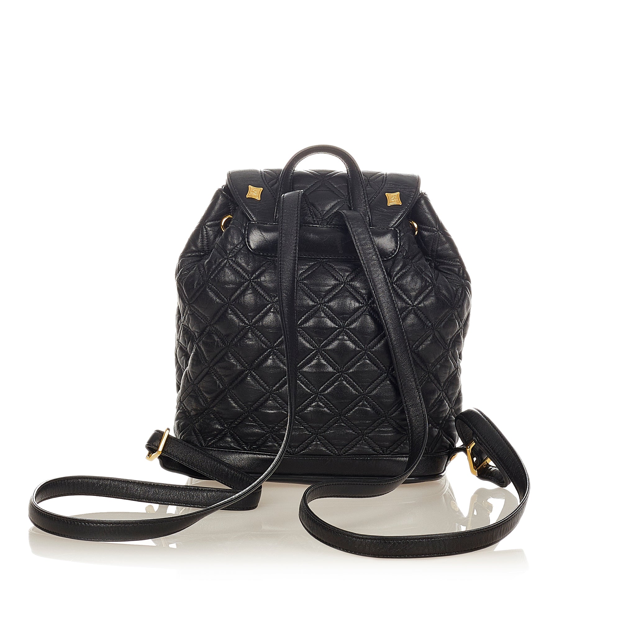 MCM Quilted Studded Visetos Leather Backpack, MCM Handbags