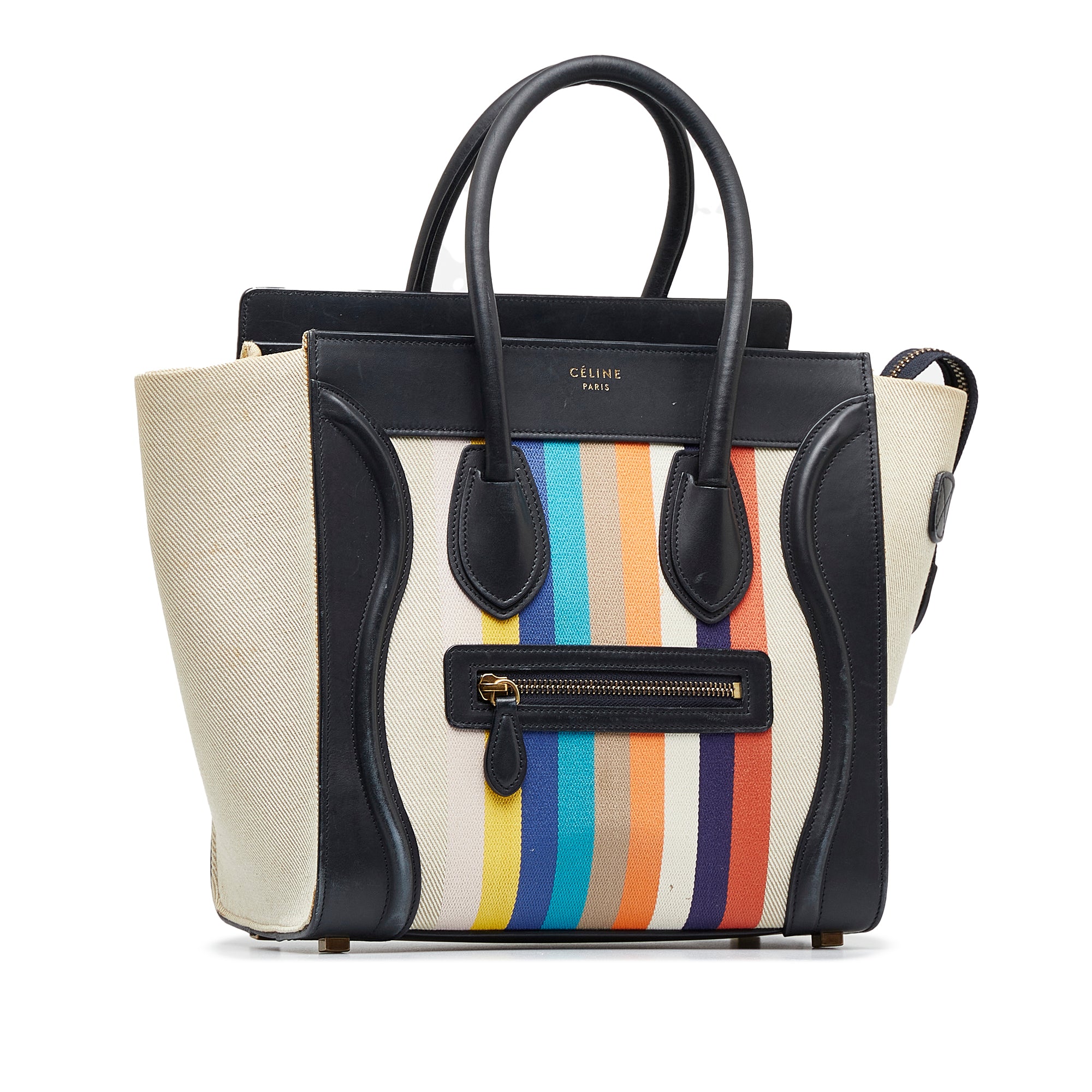 Celine Cream/Black Canvas and Leather Cabas Phantom Tote Celine