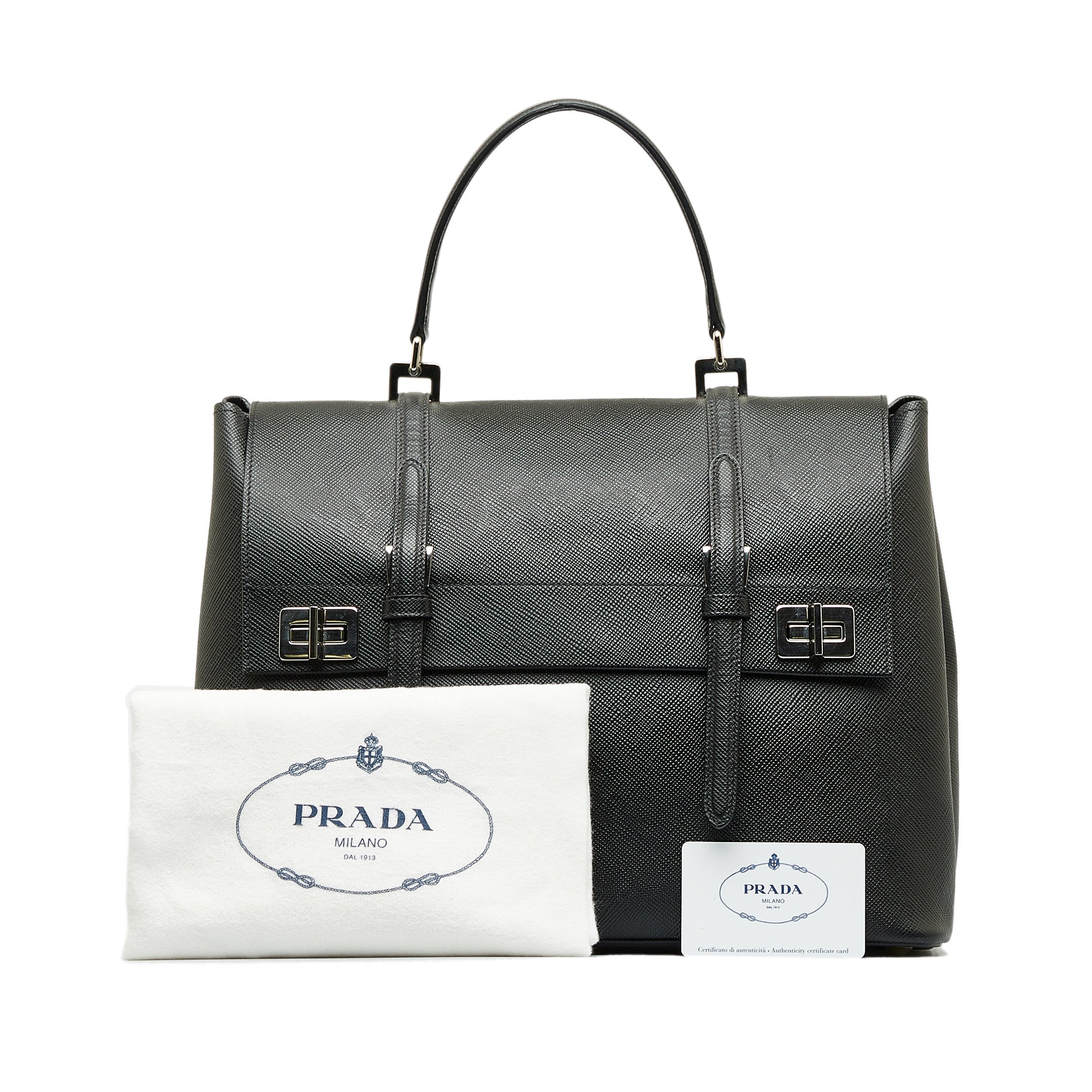 Prada Turnlock Satchel Bicolor Crossbody Bag in Black, White & Red Saf –  Essex Fashion House