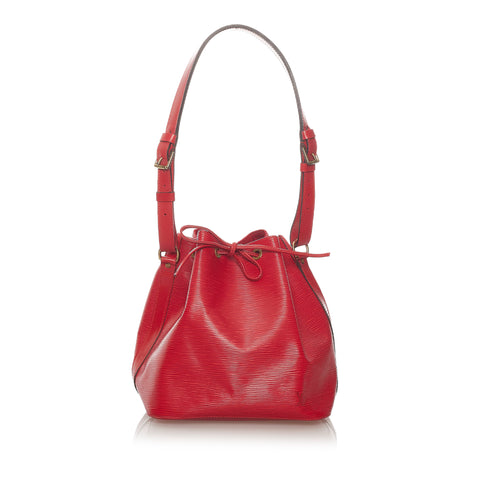 Louis Vuitton LOUIS VUITTON Shoulder Bag Epi Petit Noe Leather Red x Black  Women's