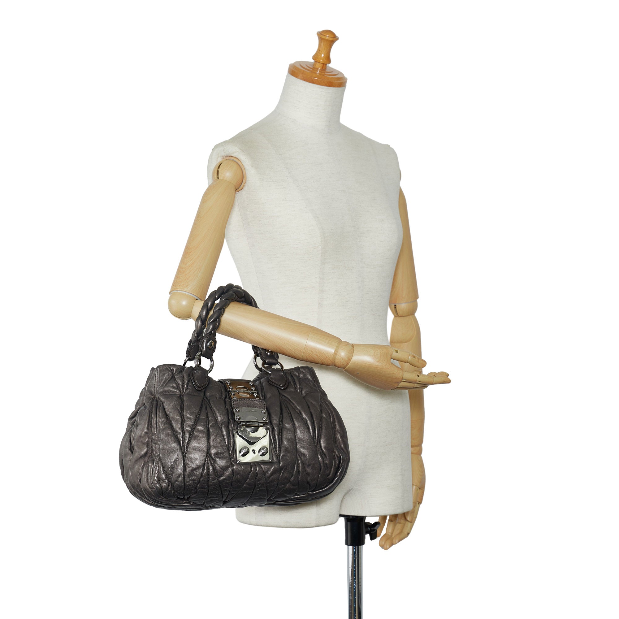 Miu Miu - Vintage Luxury Coffer Leather Shoulder Bag - Free Shipping