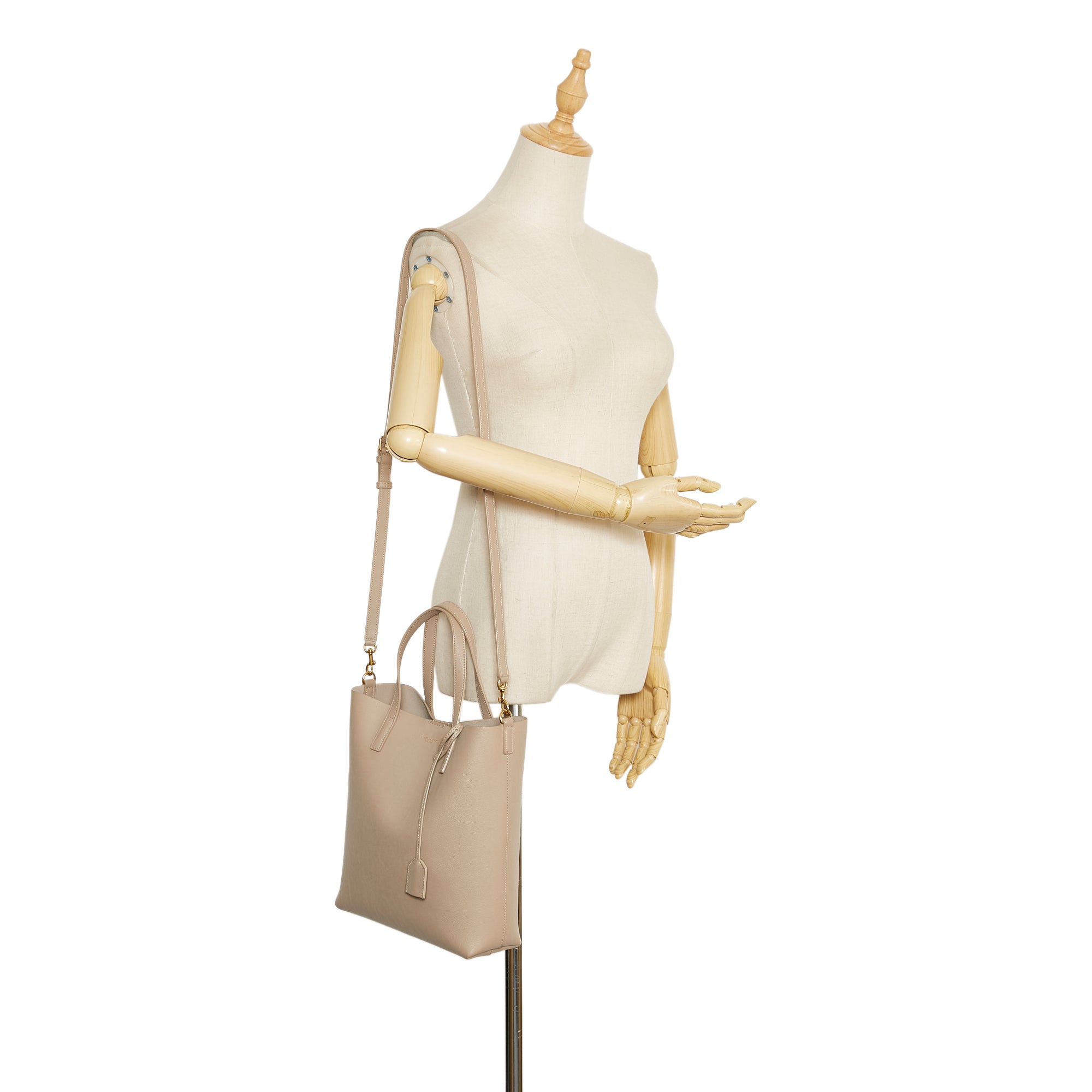 Beige Saint Laurent Toy Shopping Satchel | Designer Revival