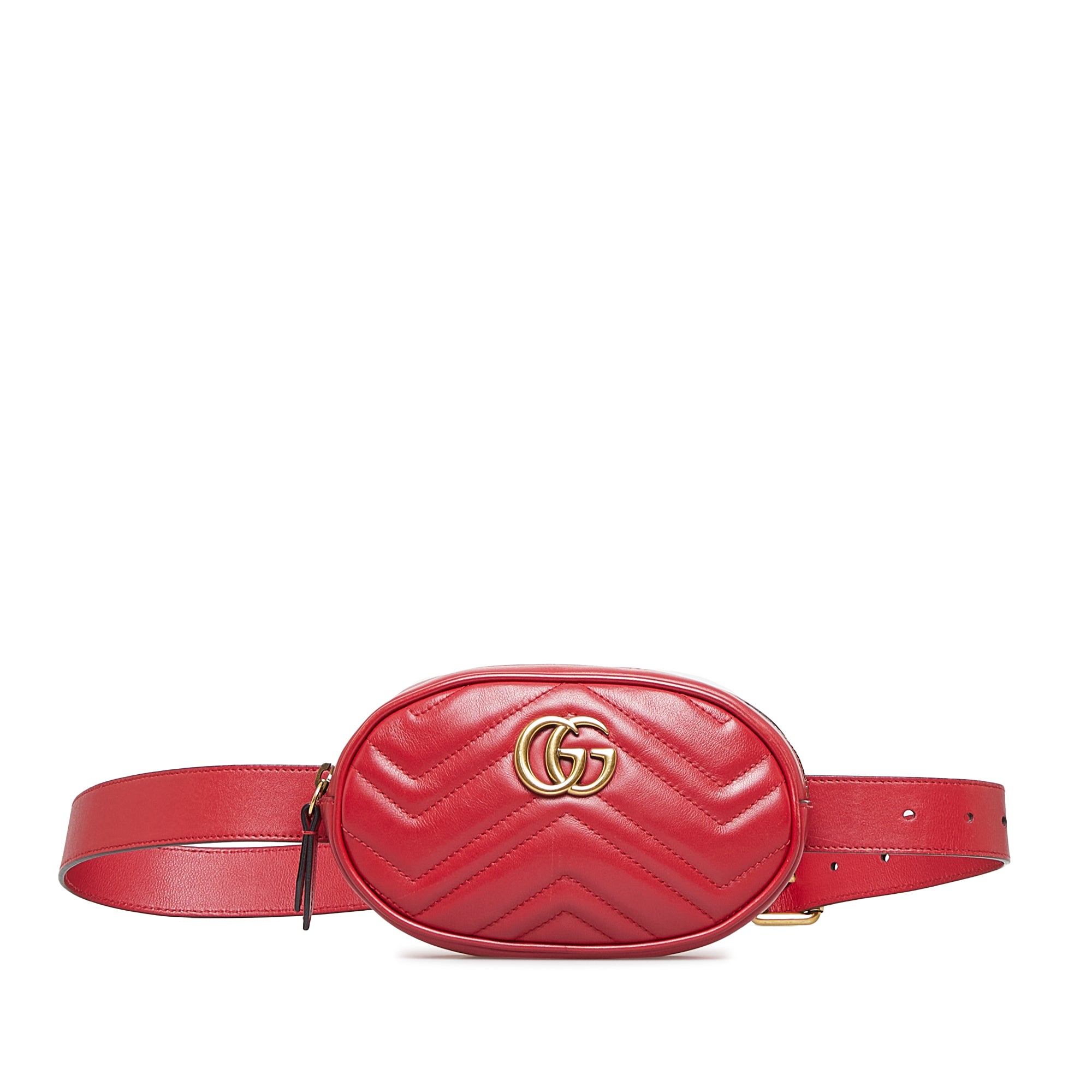 Gucci Marmont Mini Belt Bag Black Matelasse 100% Leather Size 85