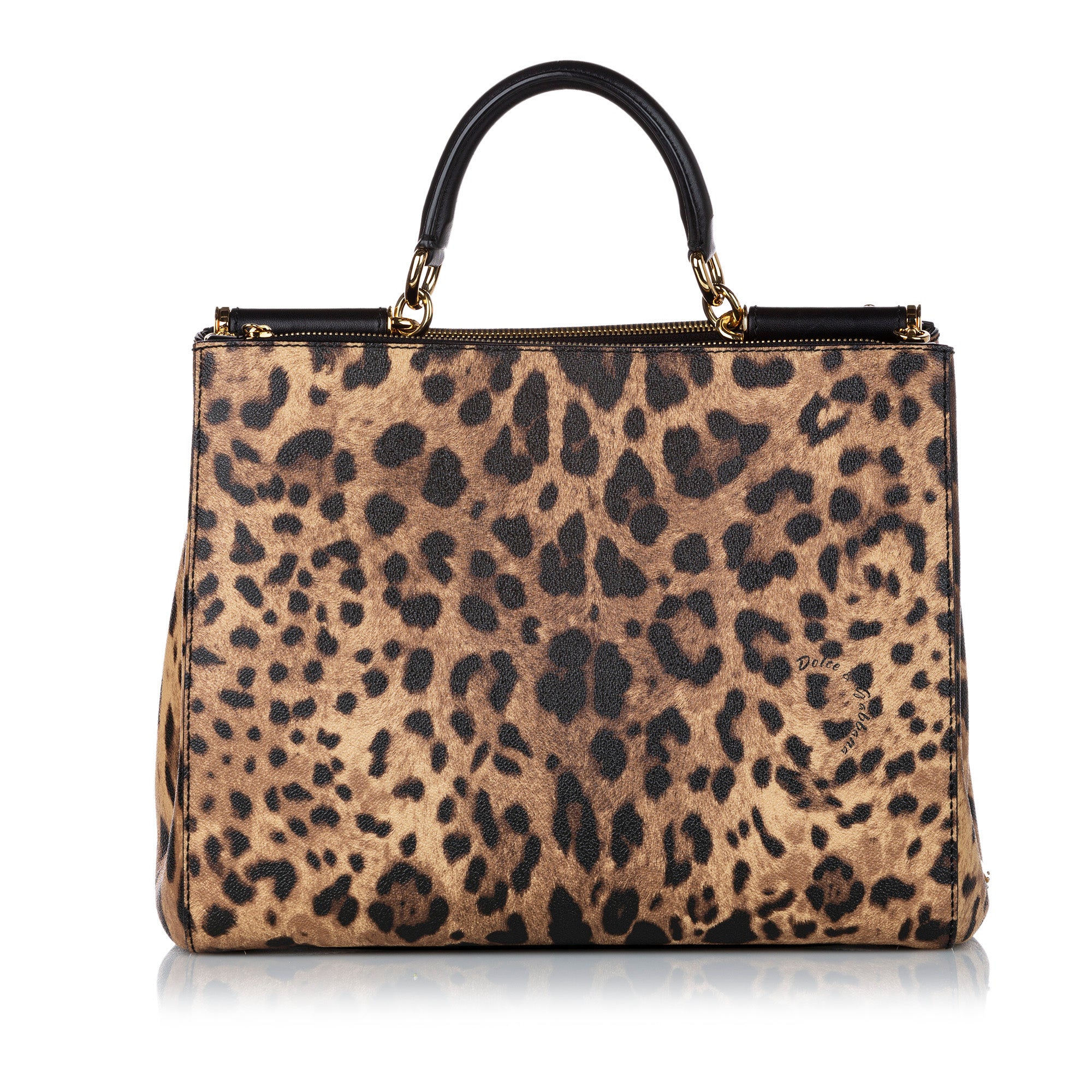 Dolce & Gabbana - Miss Sicily Small Leopard Print Boston Bag Brown