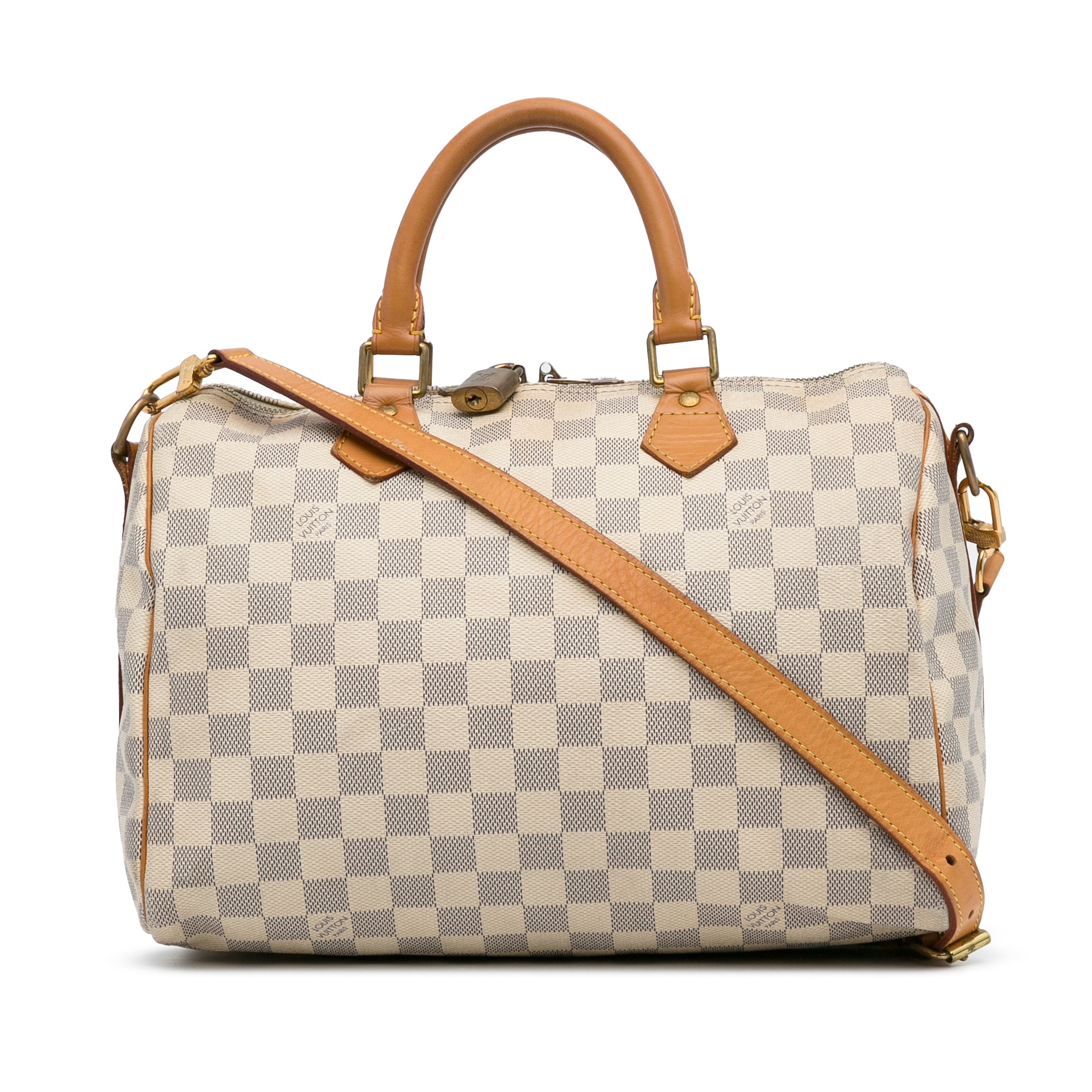 Louis Vuitton Speedy Bandouliere 30 Damier Azur Shoulder Hand Bag Added Insert