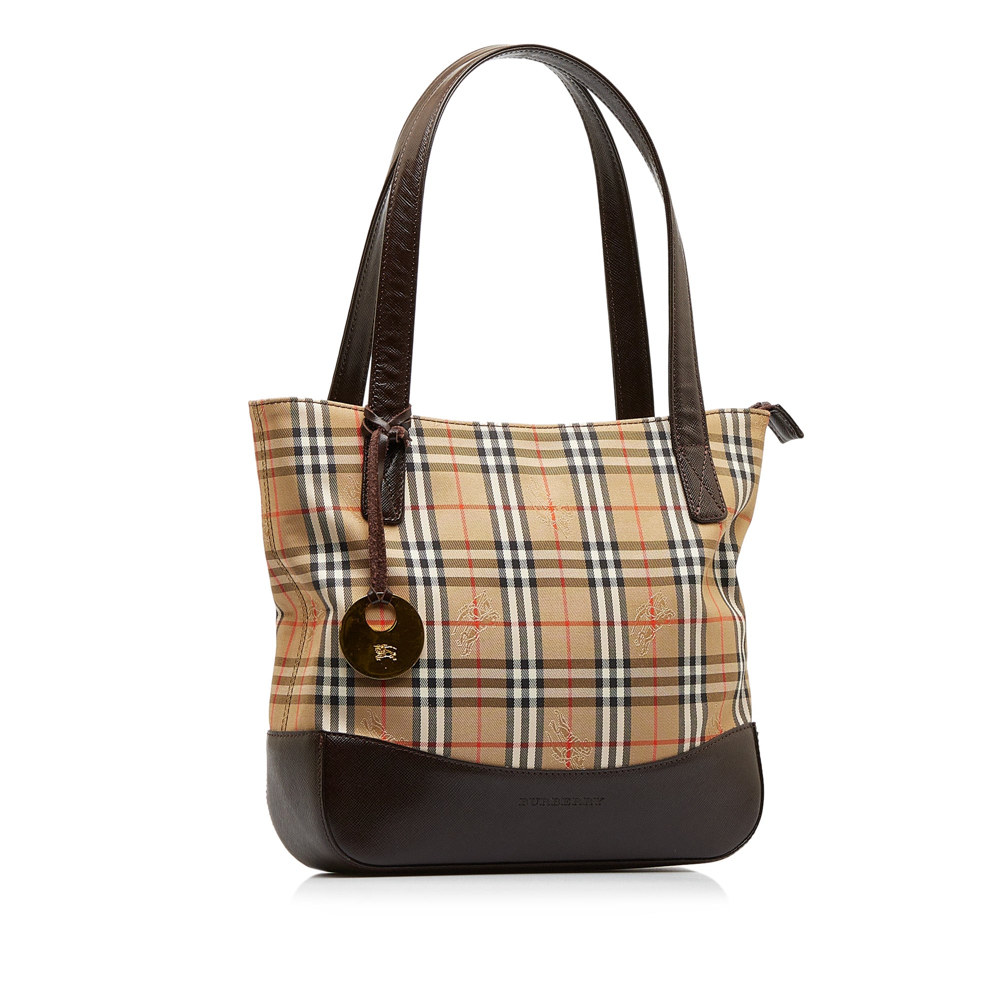 Burberry Brown, Pattern Print Haymarket Check Tote Bag