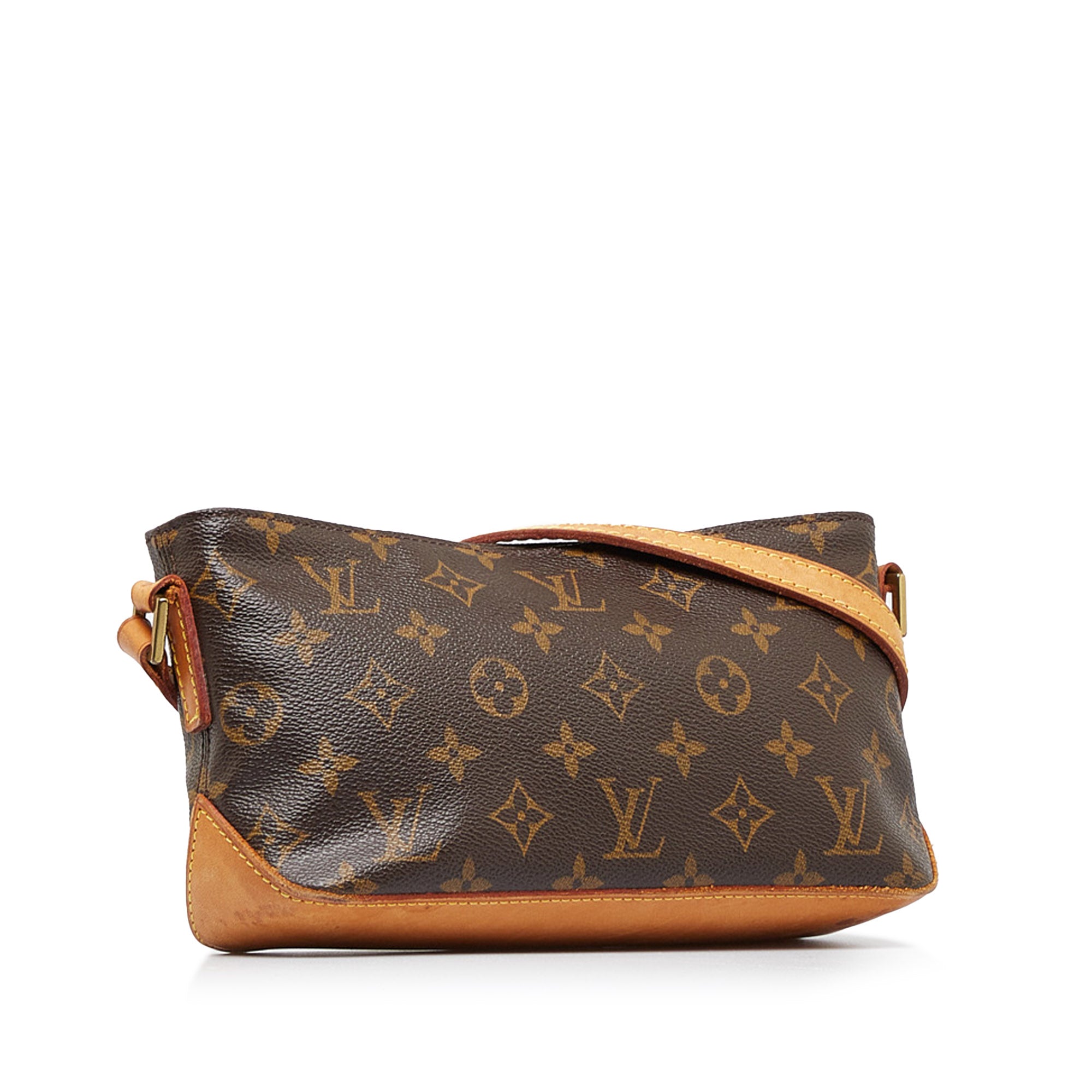 LV Monogram Trotteur Bag with Tan Leather Strap - Handbags