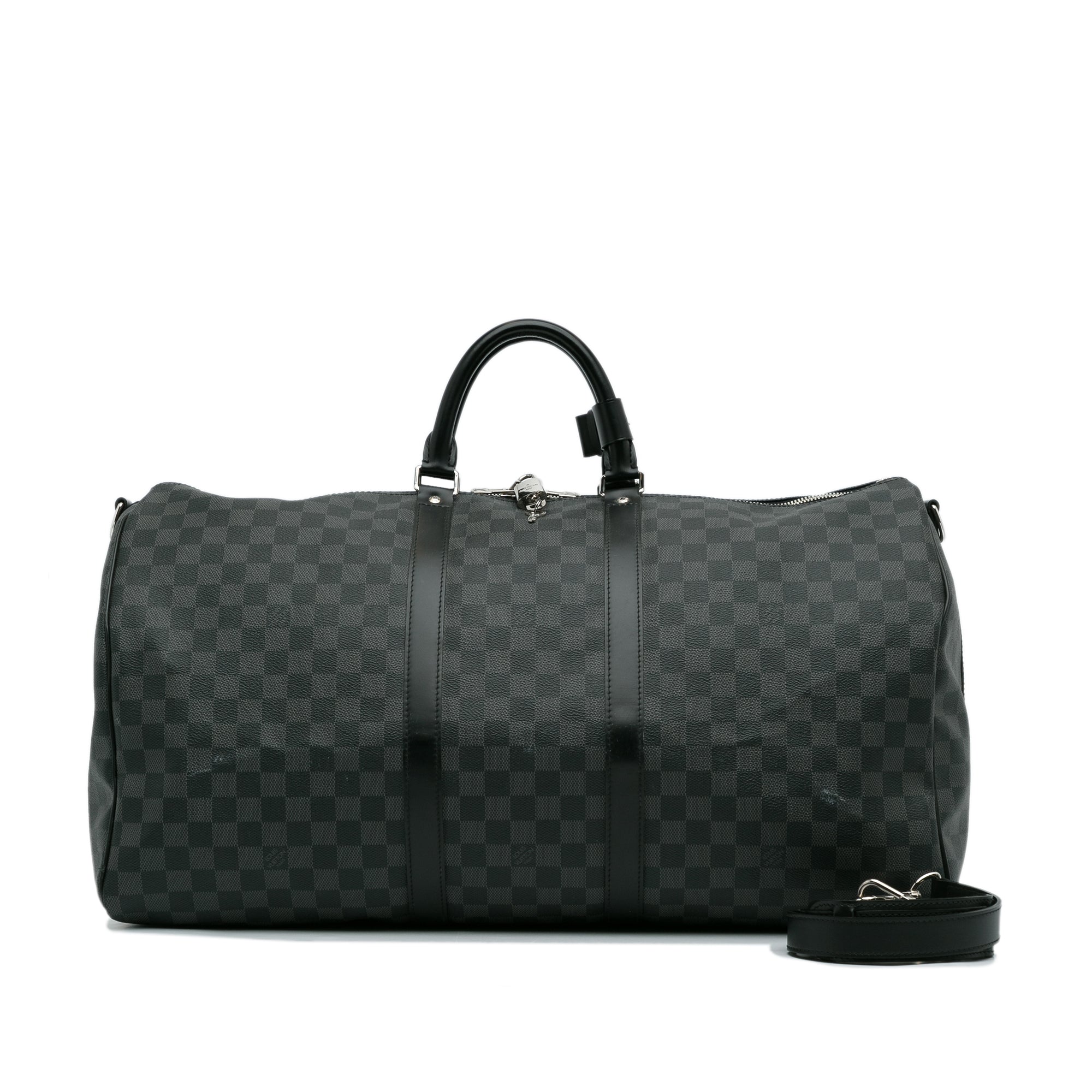 Louis Vuitton Keepall Damier Azur Bandouliere 55 White Canvas  Weekend/Travel Bag