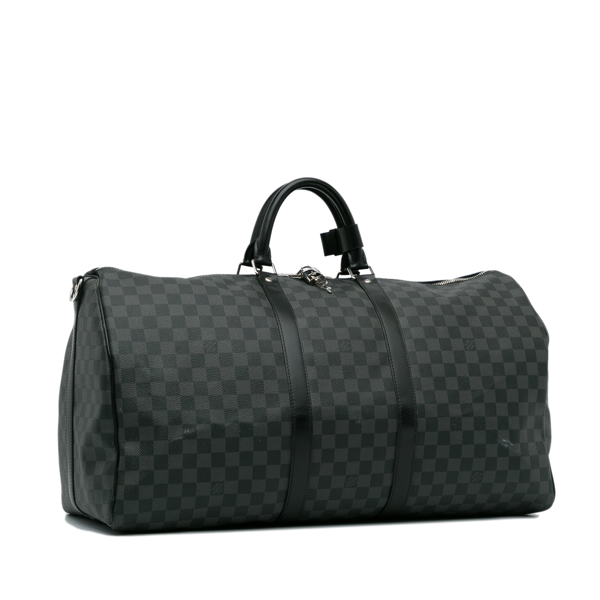 Louis Vuitton Damier Carbone Keepall Bandouliere 55 - Grey Luggage