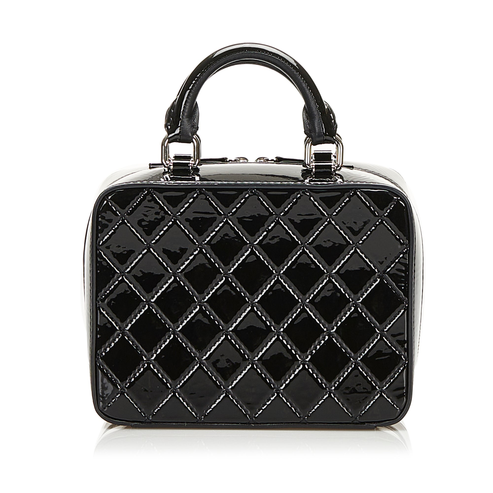 Gucci Black Patent Vanity Lunch Box Top Handle Bag Crossbody