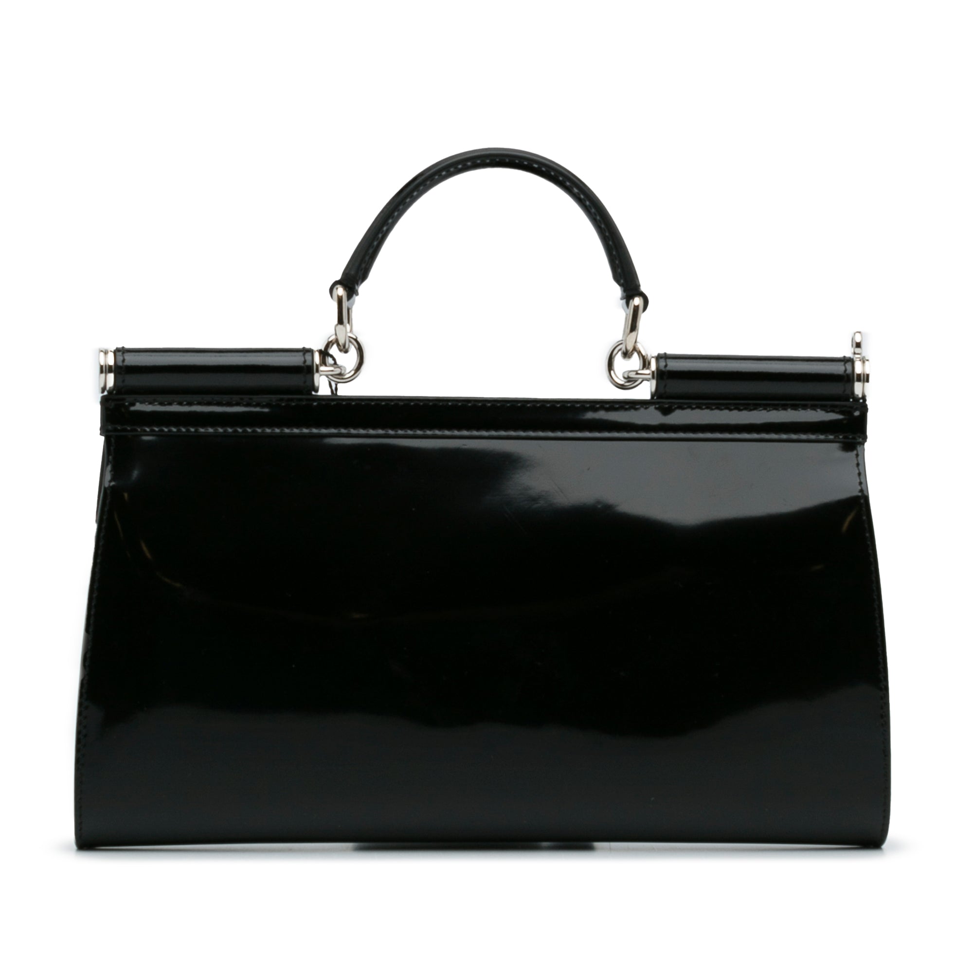BLACK DOLCE & GABBANA PATENT LEATHER SMALL 'SICILY' BAG WITH COIN PURSE  (BB7472AI413)