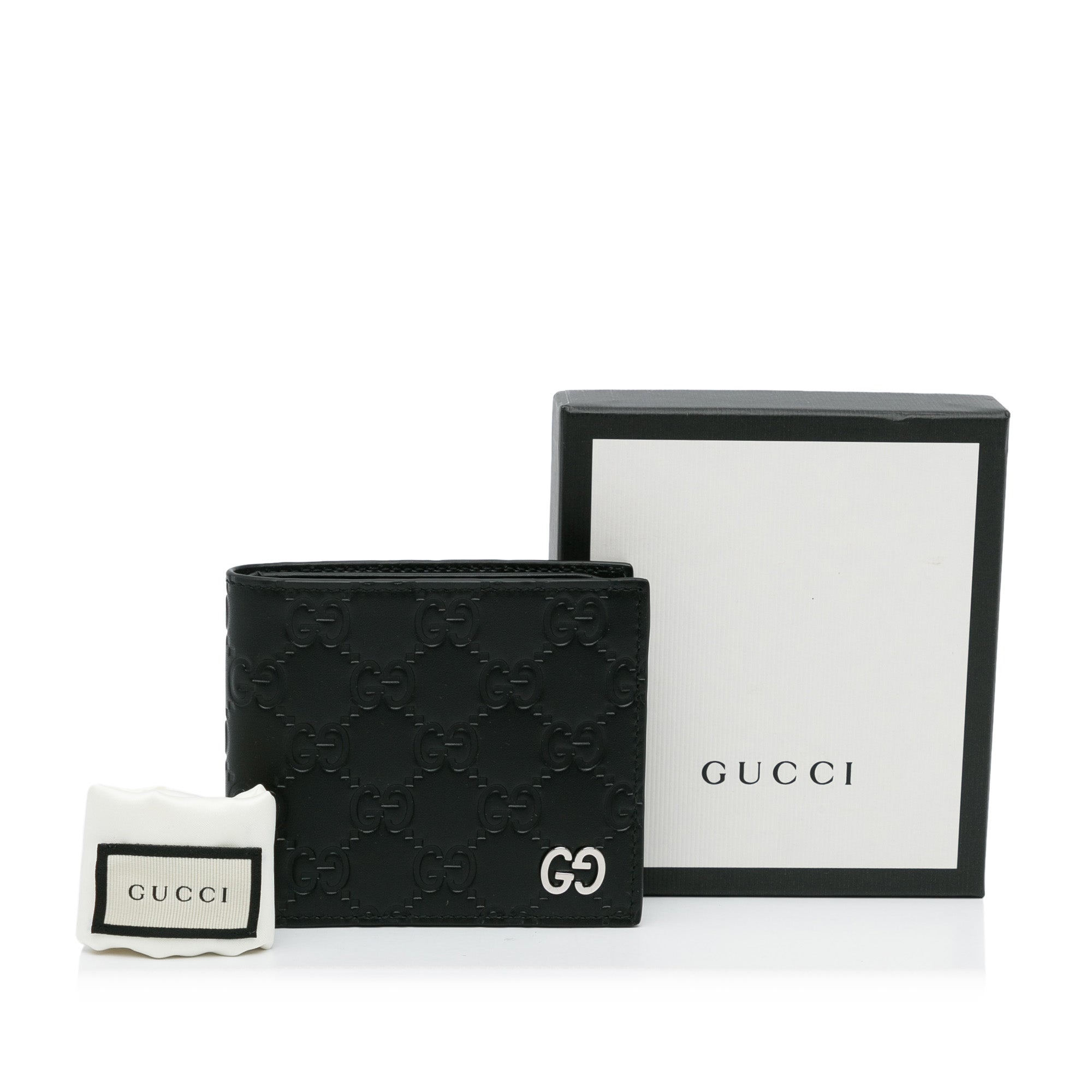 GUCCI GG Signature Leather Bi-Fold Wallet Black 473916
