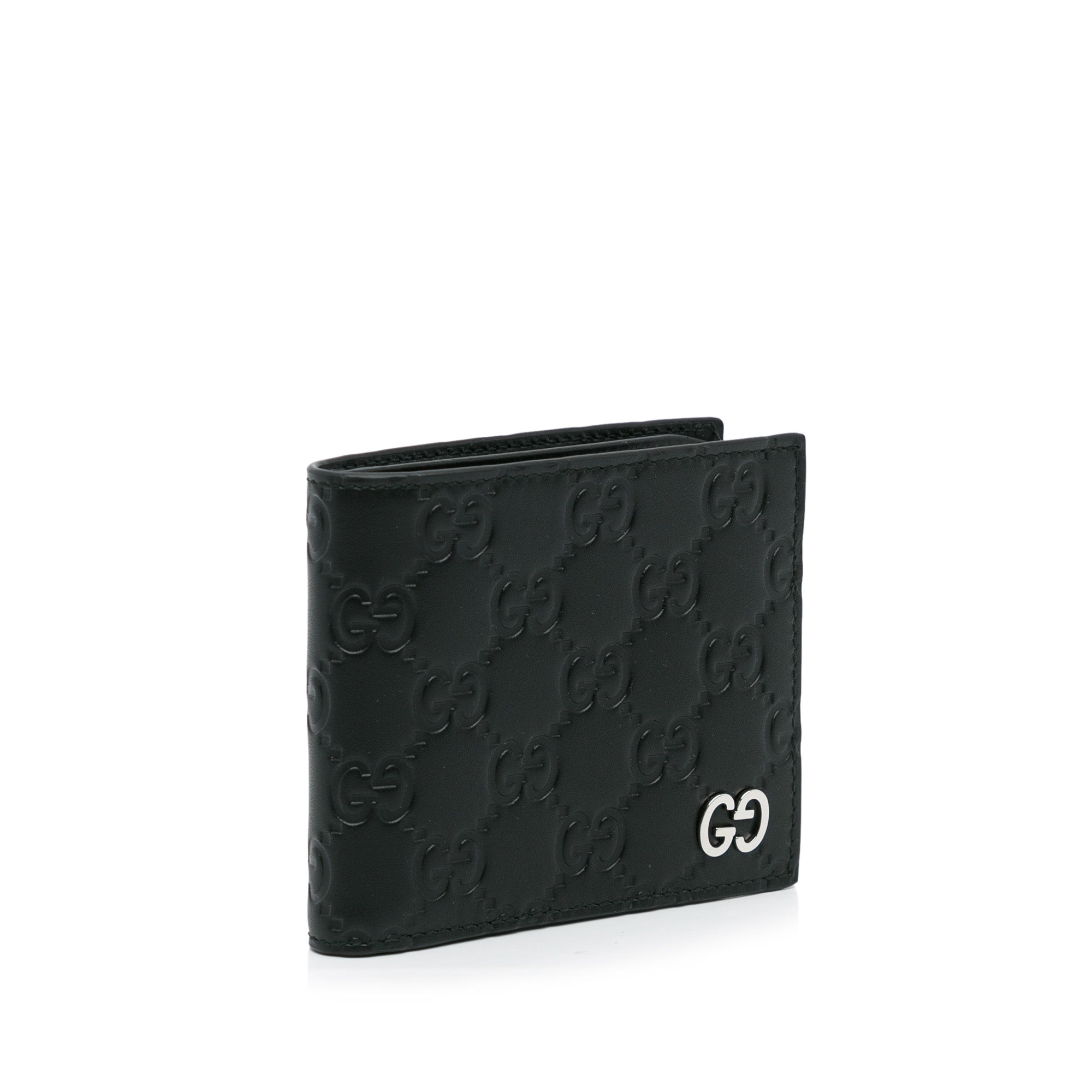 GUCCI GG Signature Leather Bi-Fold Wallet Black 473916