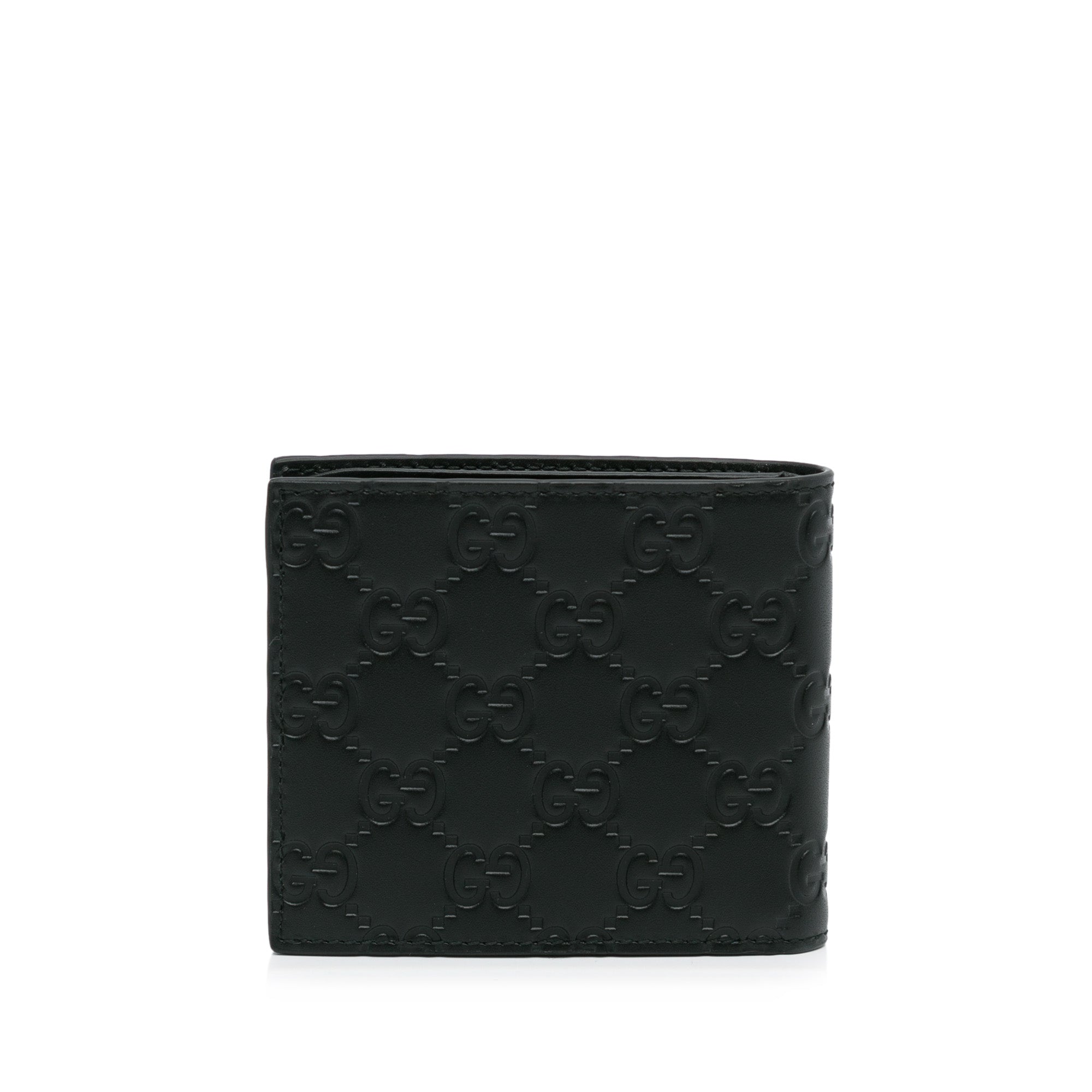 GUCCI GG Signature Leather Bi-Fold Wallet Black 473916