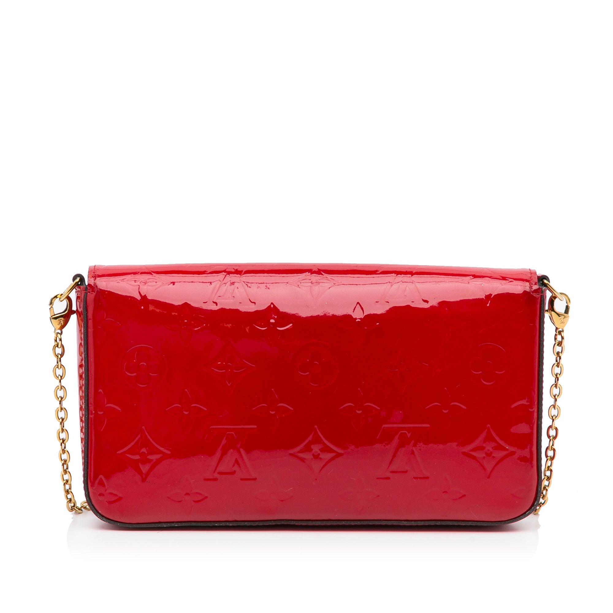 Louis Vuitton Red FELICIE POCHETTE Epi Leather Silver Chain Pouch
