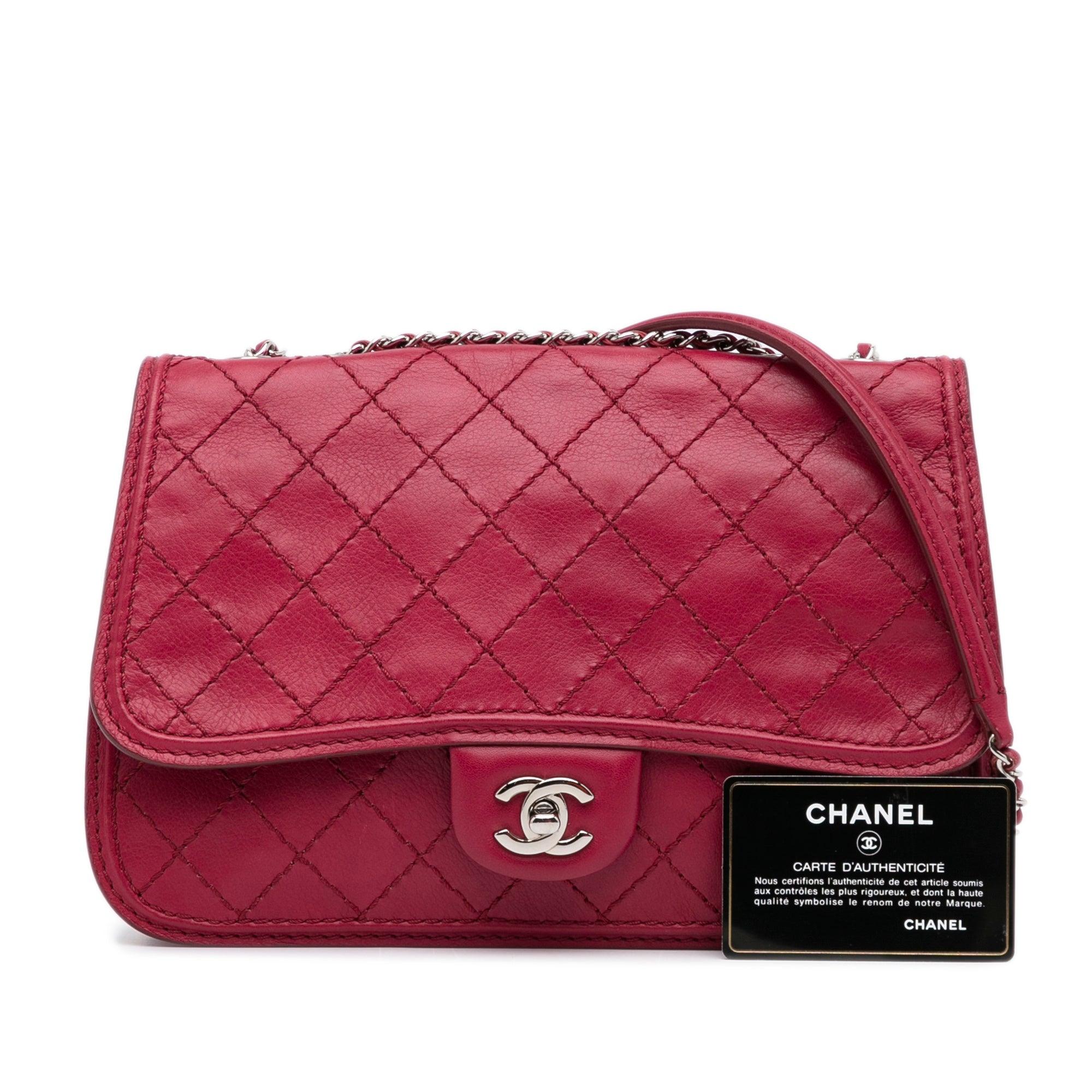 Chanel Lambskin Double Stitch Zip Coin Purse Pink