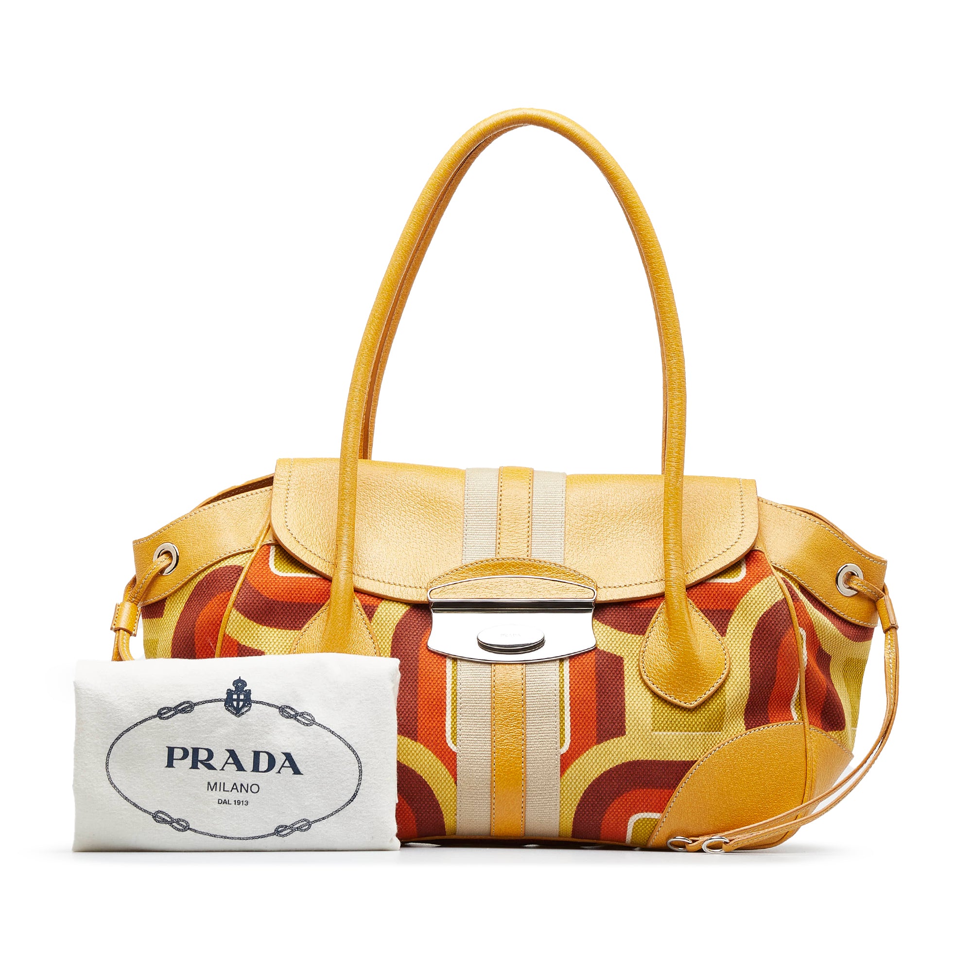 Yellow Prada Canapa Stampata Shoulder Bag