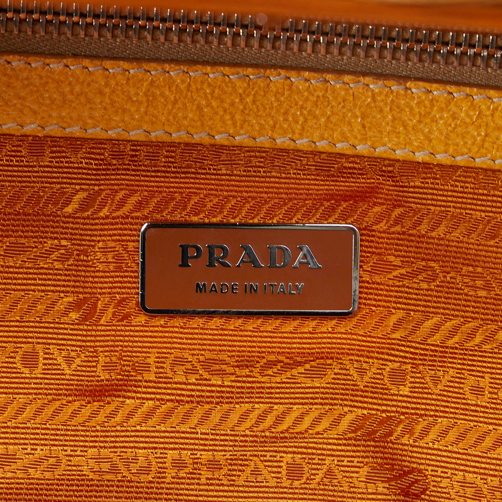 Yellow Prada Canapa Stampata Shoulder Bag