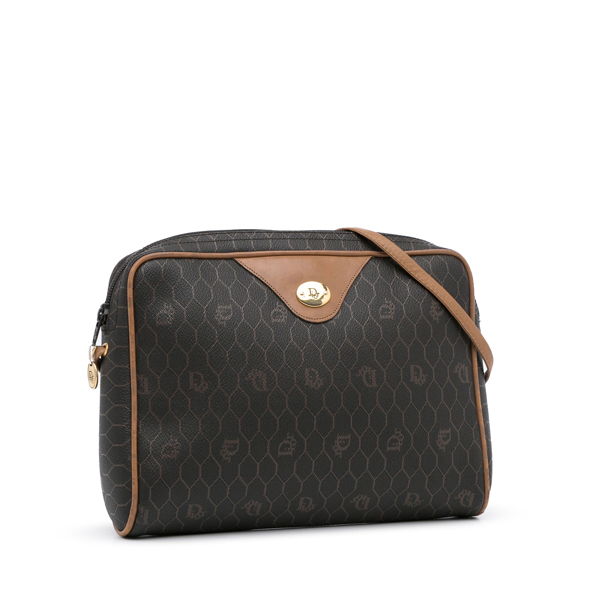 Christian Dior Shoulder Bag Black Honeycomb Crossbody 