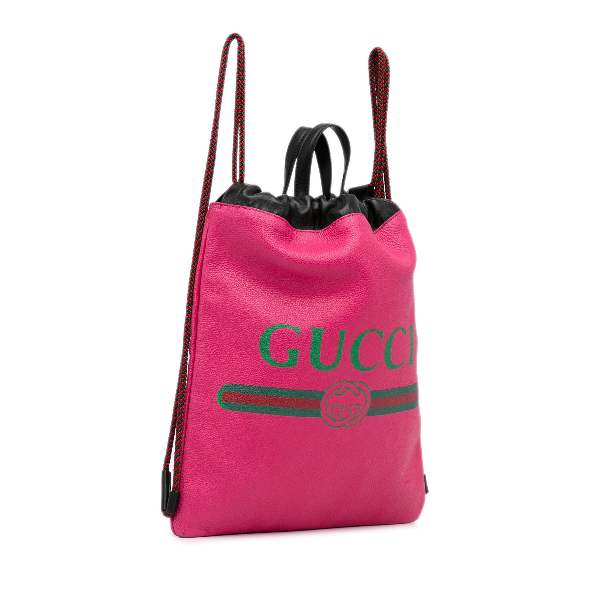 Pink Gucci Logo Drawstring Backpack