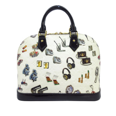 RvceShops Revival, White Louis Vuitton Vernis Alma Sticker BB with Strap  Crossbody Bag