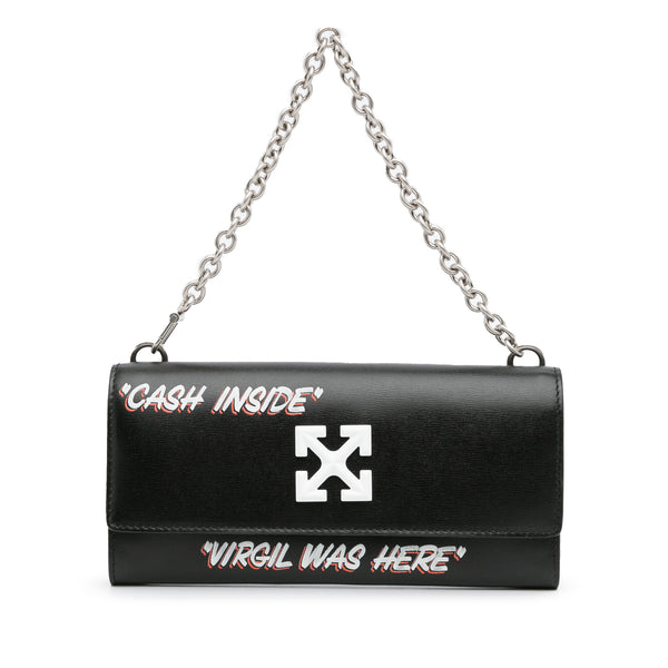 White Off White Jitney Quote Wallet on Chain Baguette