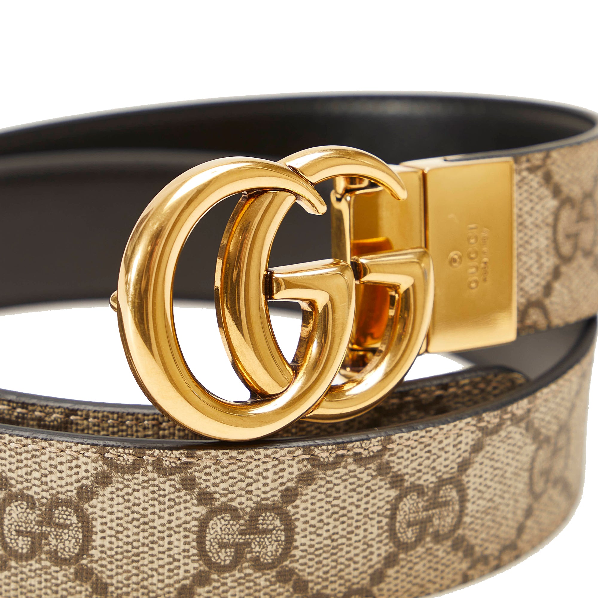 Brown Gucci GG Supreme Reversible GG Marmont Belt